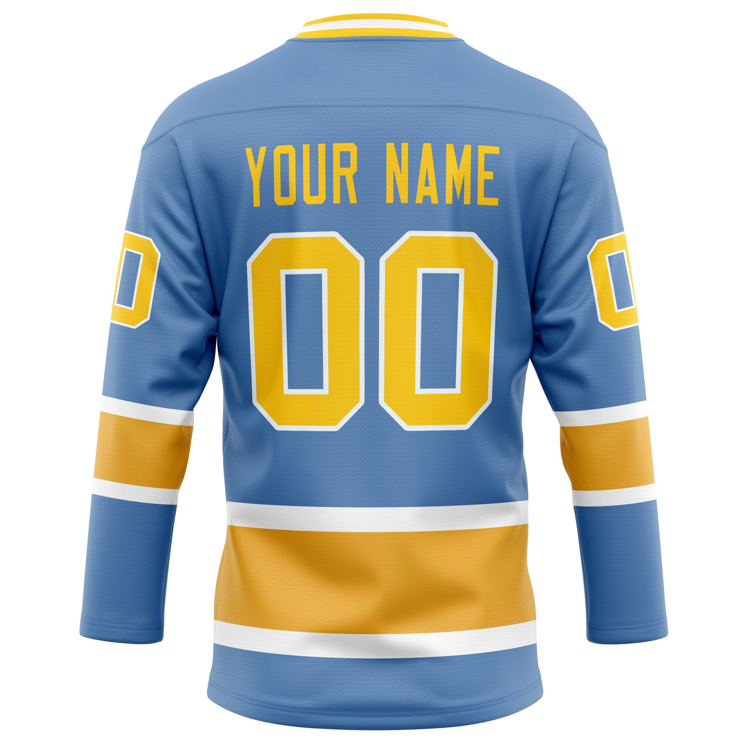 Custom Light Blue Gold Solid Colour Hockey Jersey