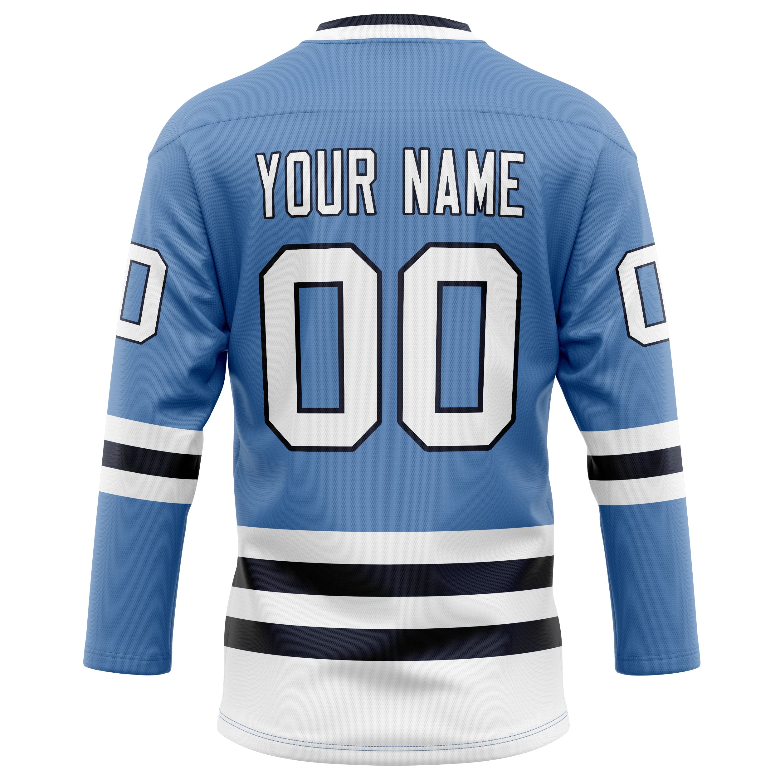 Custom Light Blue Black Solid Colour Hockey Jersey