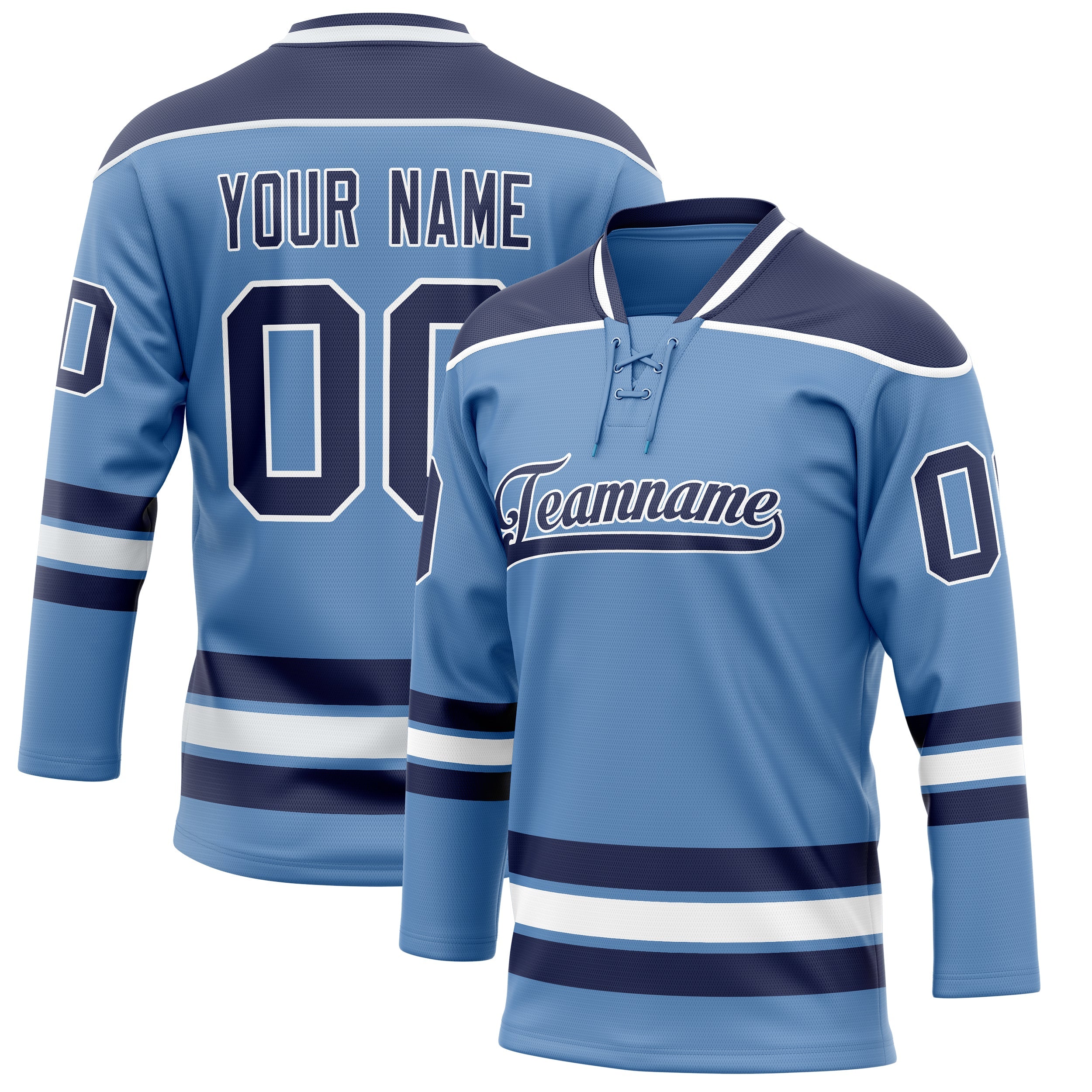 Custom Light Blue Navy Solid Colour Hockey Jersey