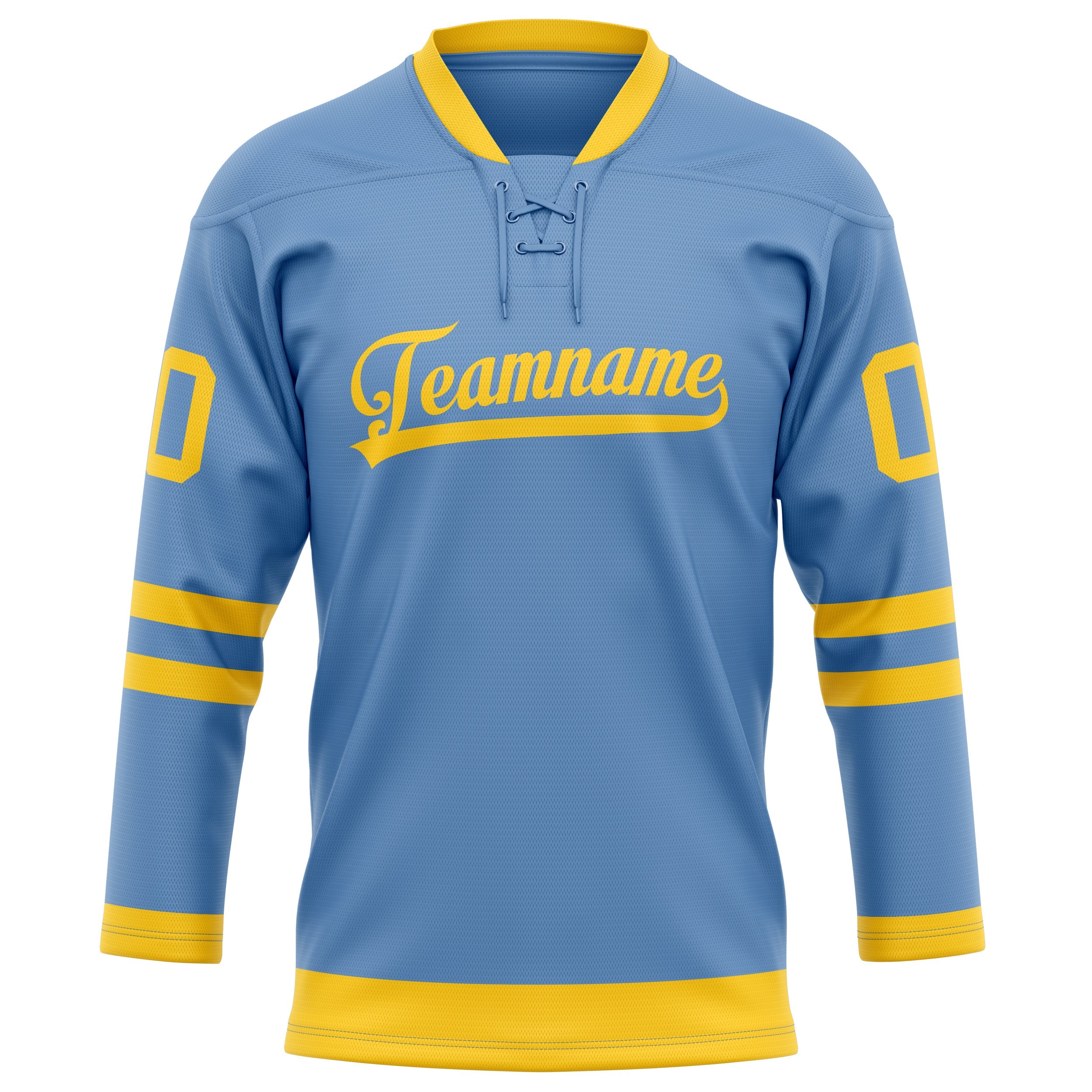 Custom Light Blue Gold Solid Colour Hockey Jersey