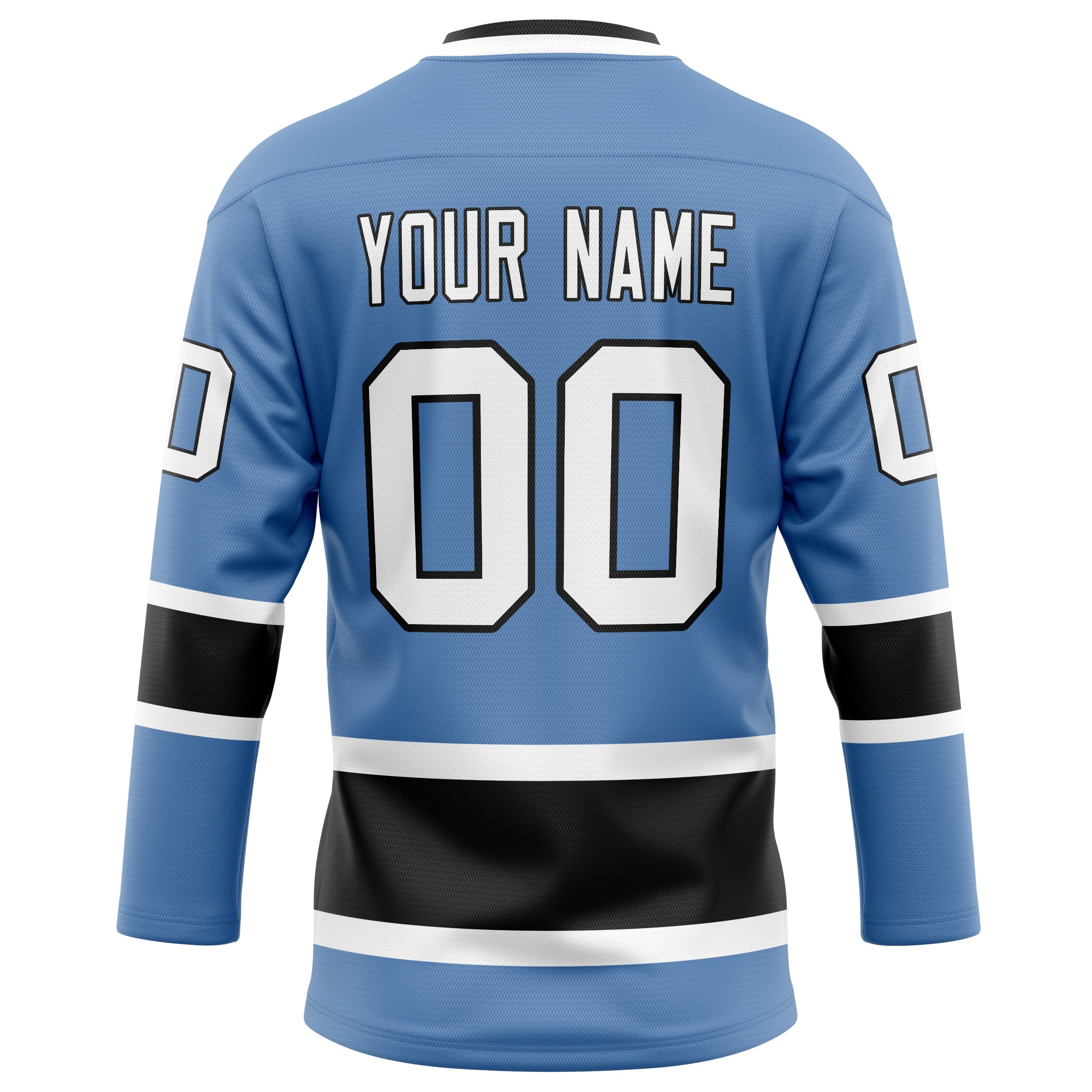 Custom Light Blue Black Solid Colour Hockey Jersey