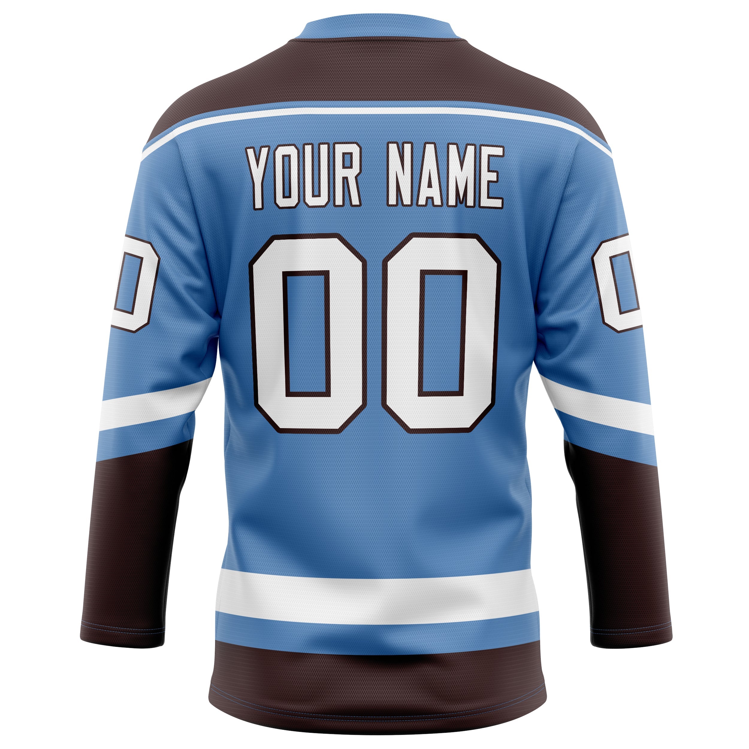 Custom Light Blue Brown Solid Colour Hockey Jersey