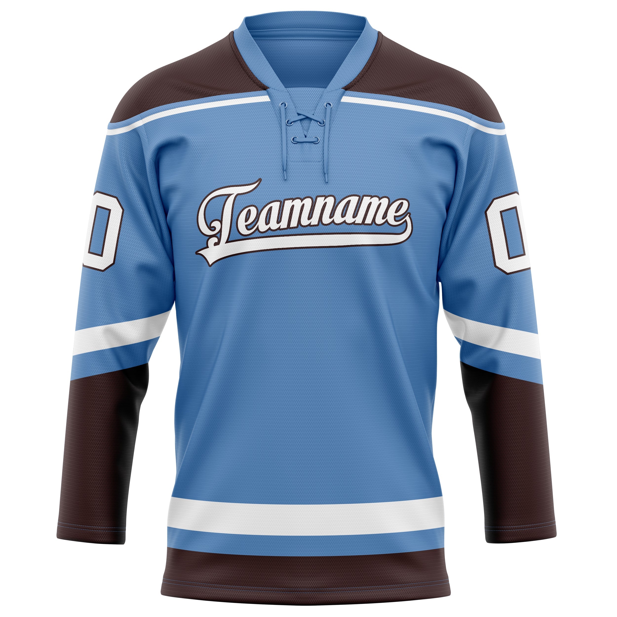 Custom Light Blue Brown Solid Colour Hockey Jersey