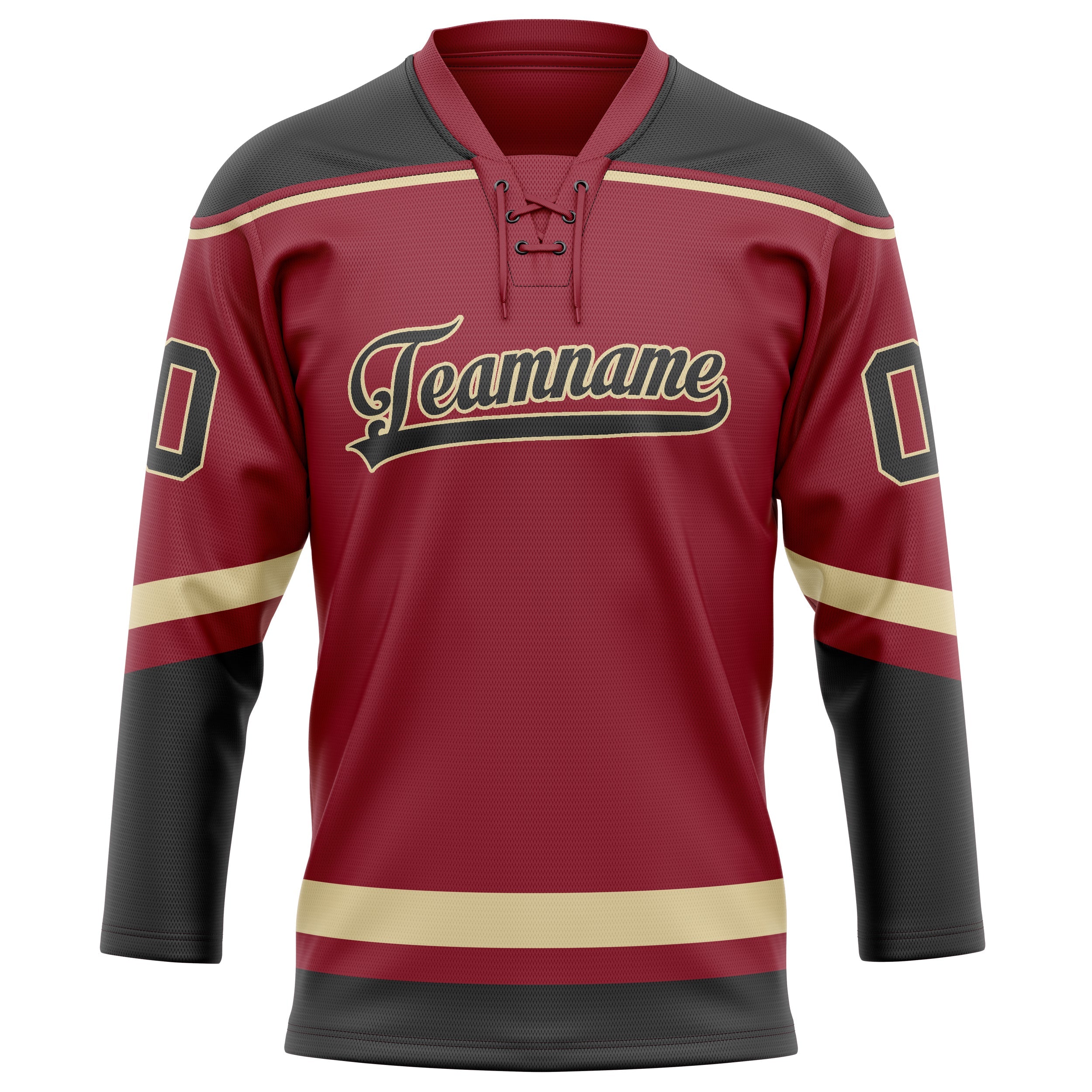 Custom Maroon Black Solid Colour Hockey Jersey