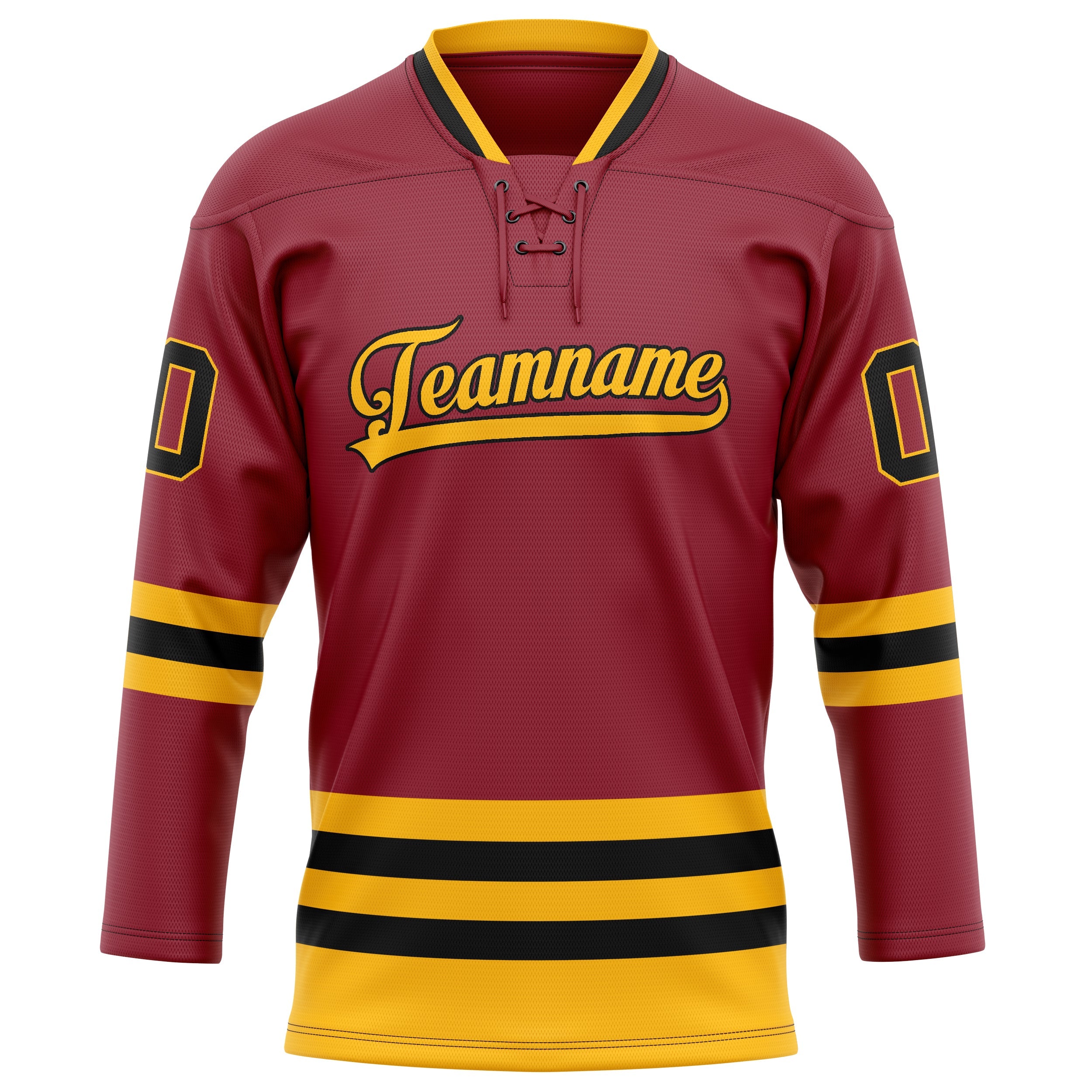 Custom Maroon Gold Solid Colour Hockey Jersey