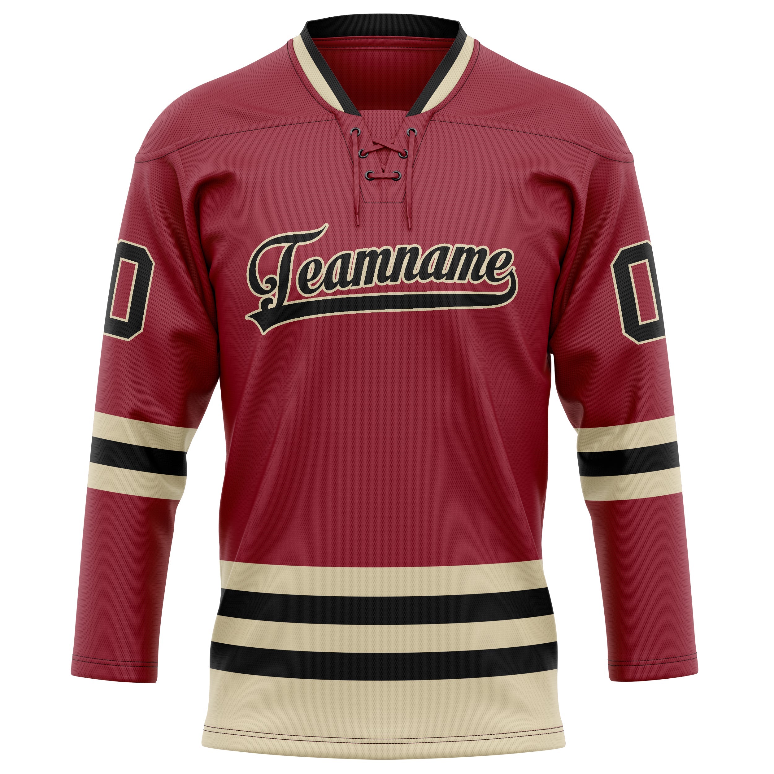Custom Maroon Cream Solid Colour Hockey Jersey