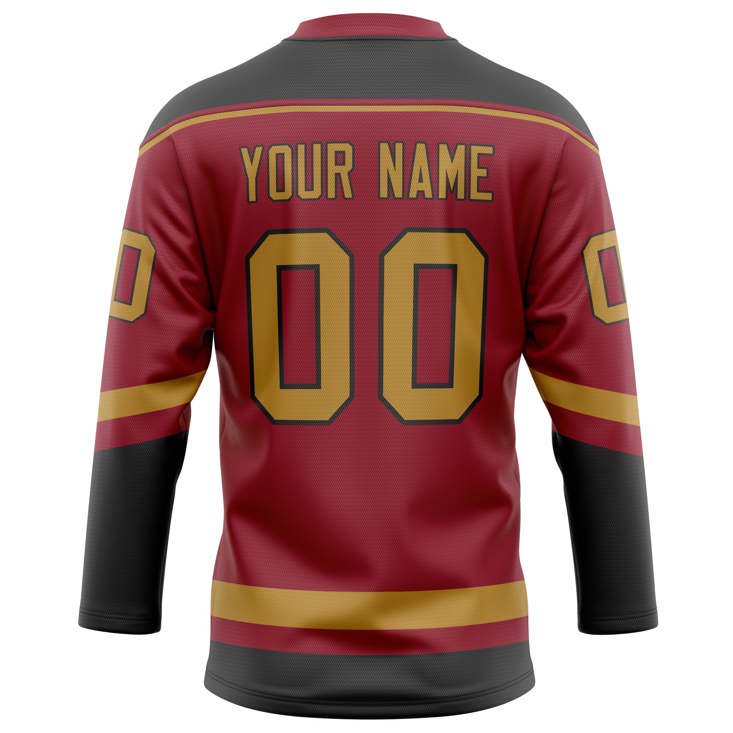 Custom Maroon Old Gold Solid Colour Hockey Jersey