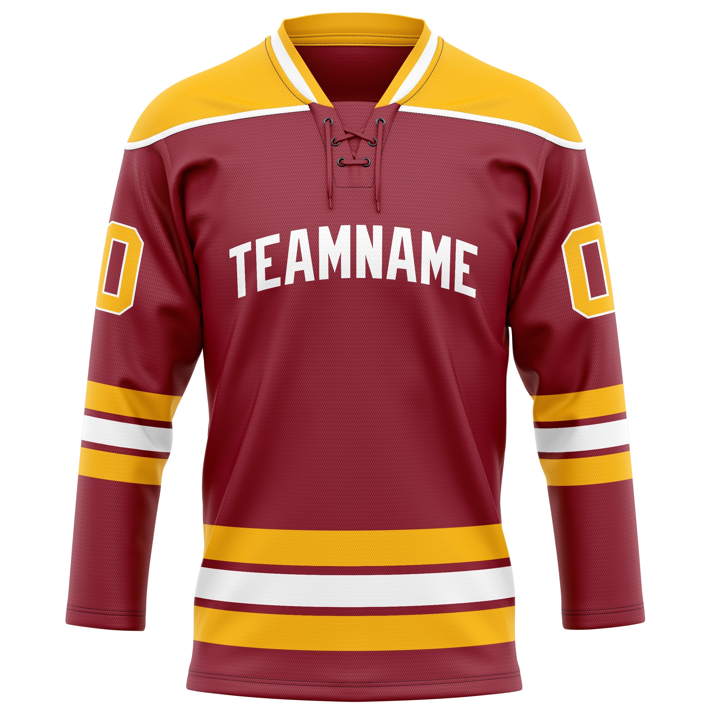 Custom Maroon Gold Solid Colour Hockey Jersey