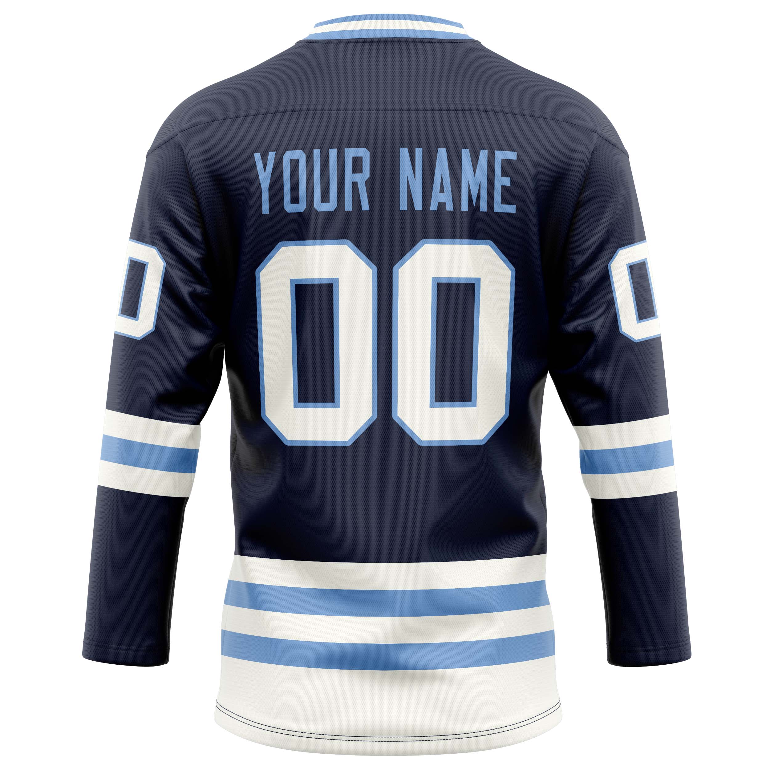 Custom Navy Light Blue Solid Colour Hockey Jersey