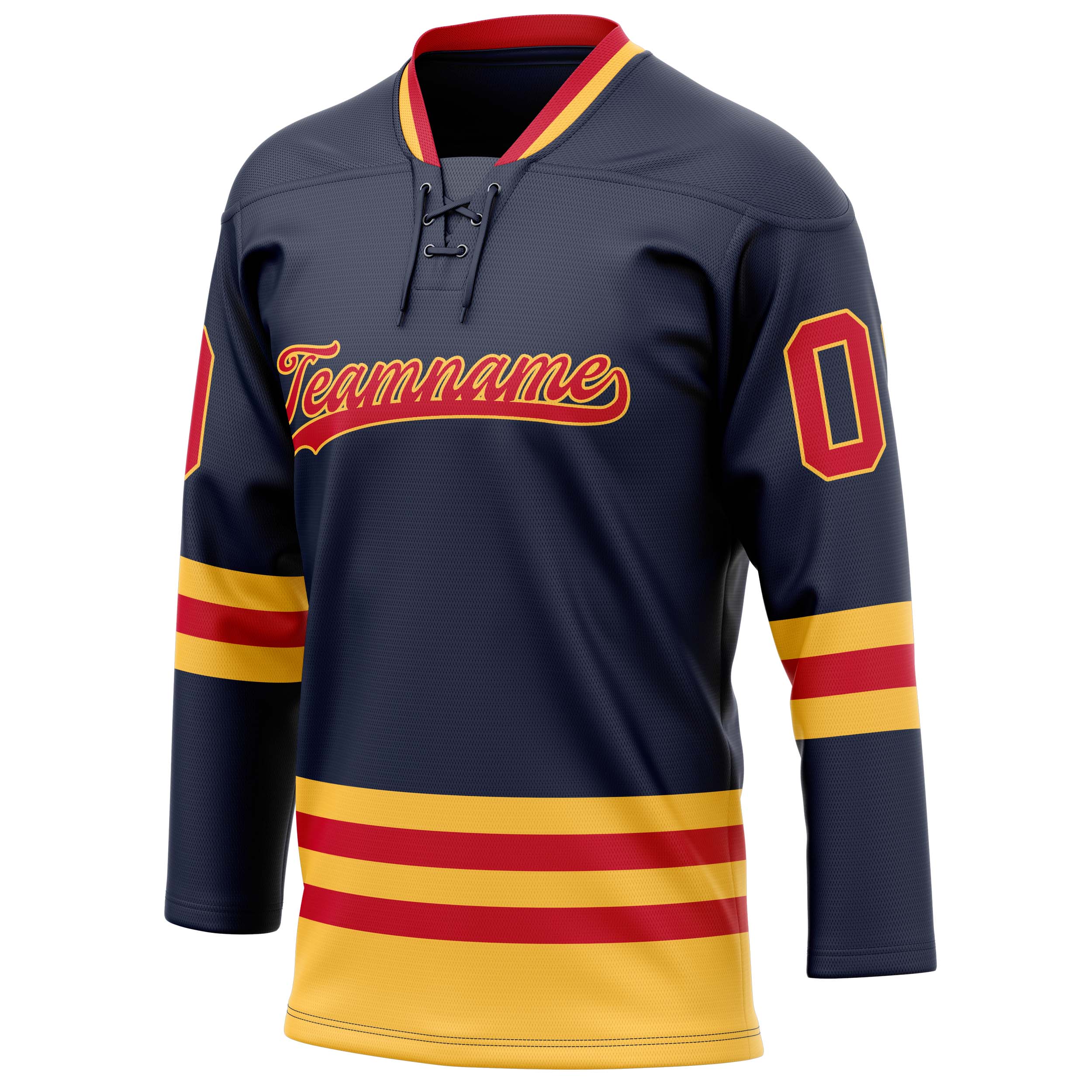 Custom Navy Red Solid Colour Hockey Jersey