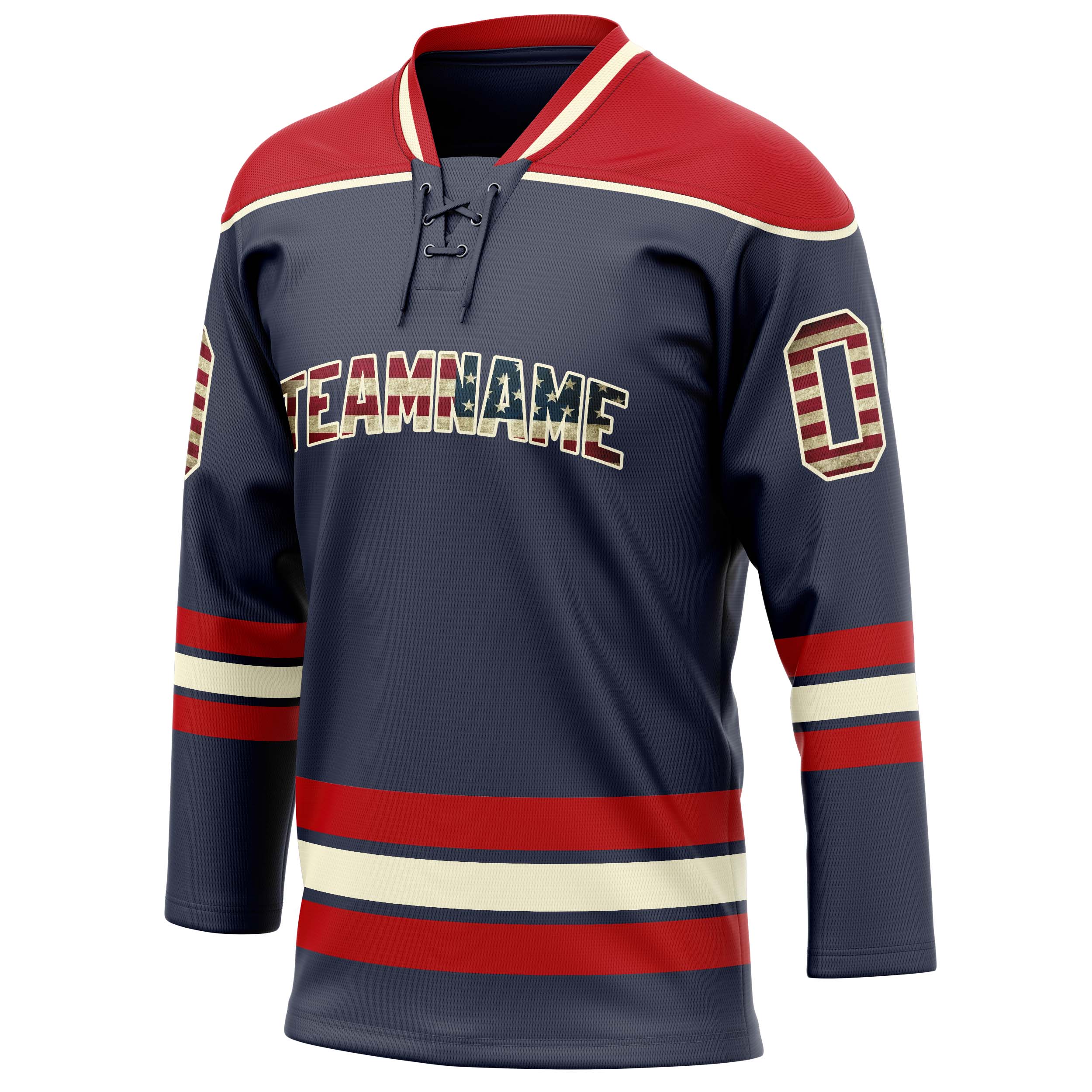 Custom Navy Red Solid Colour Hockey Jersey