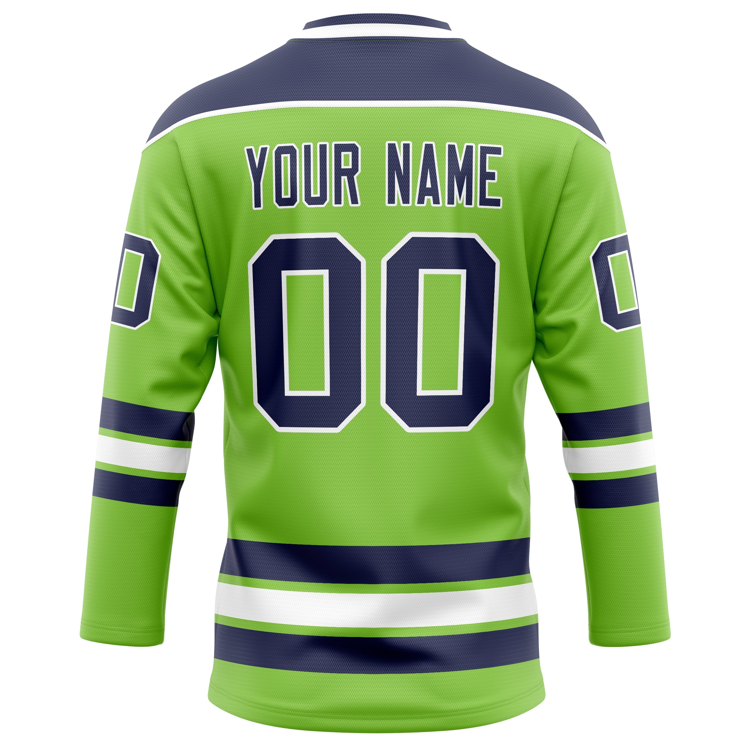 Custom Neon Green Navy Solid Colour Hockey Jersey