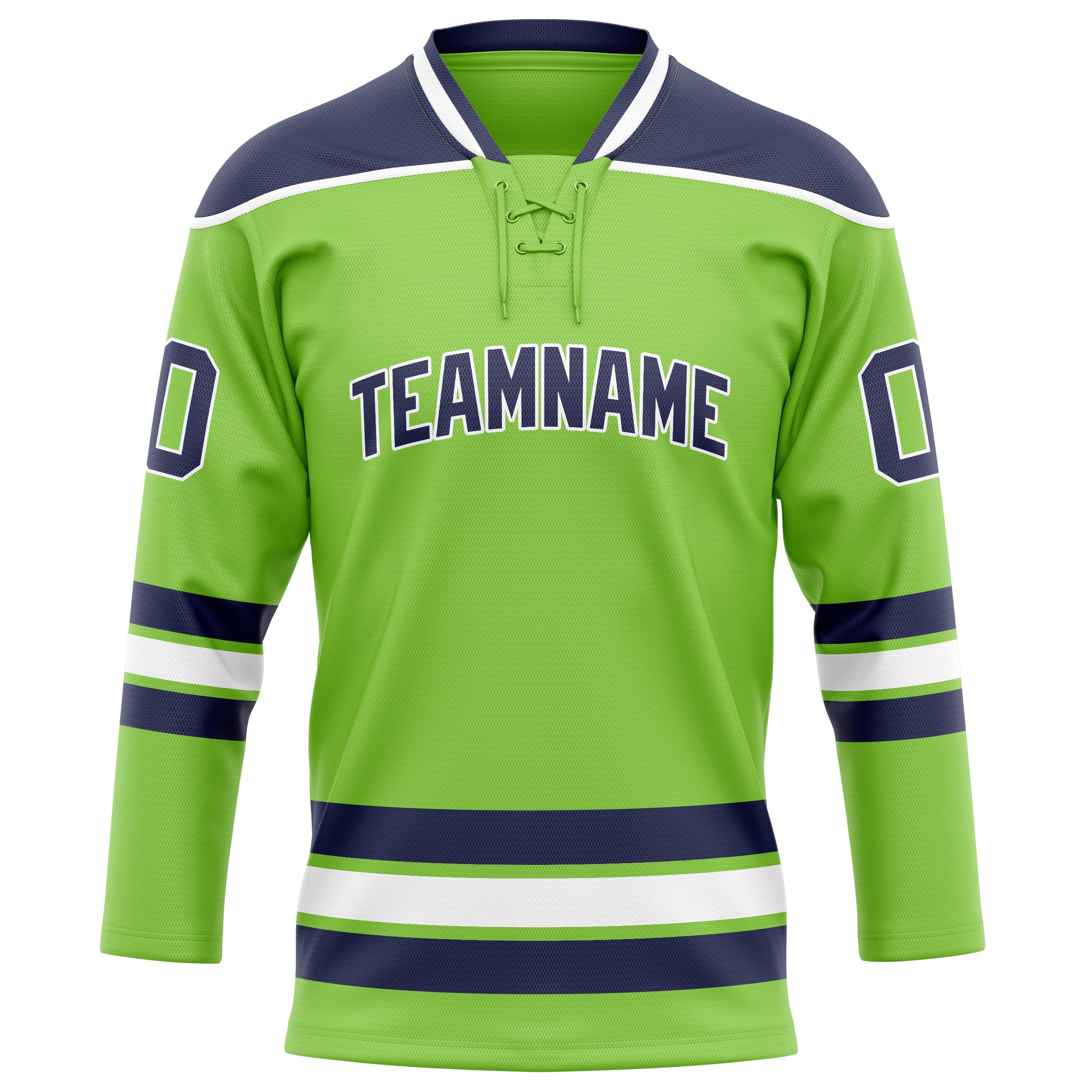 Custom Neon Green Navy Solid Colour Hockey Jersey