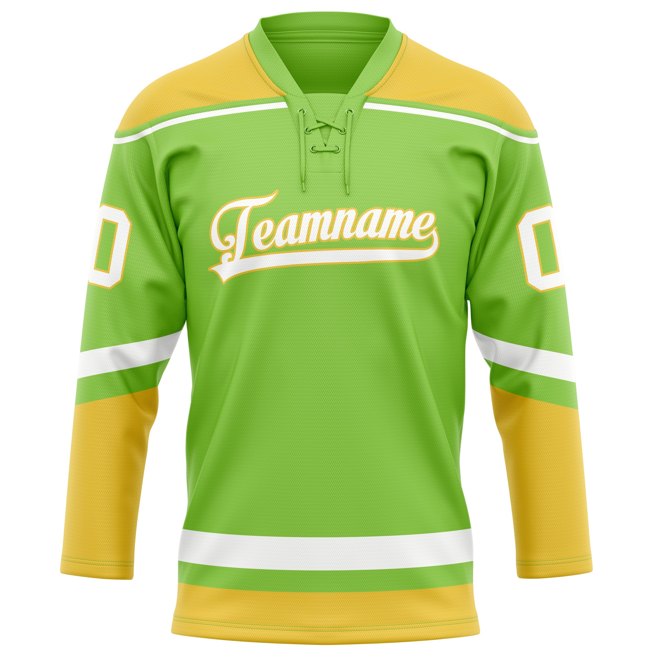 Custom Neon Green Gold Solid Colour Hockey Jersey