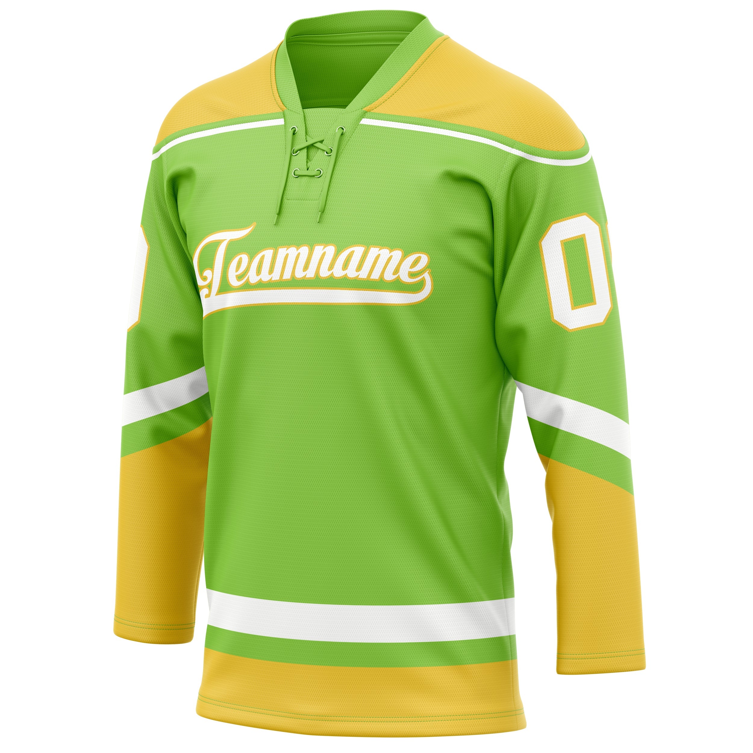 Custom Neon Green Gold Solid Colour Hockey Jersey