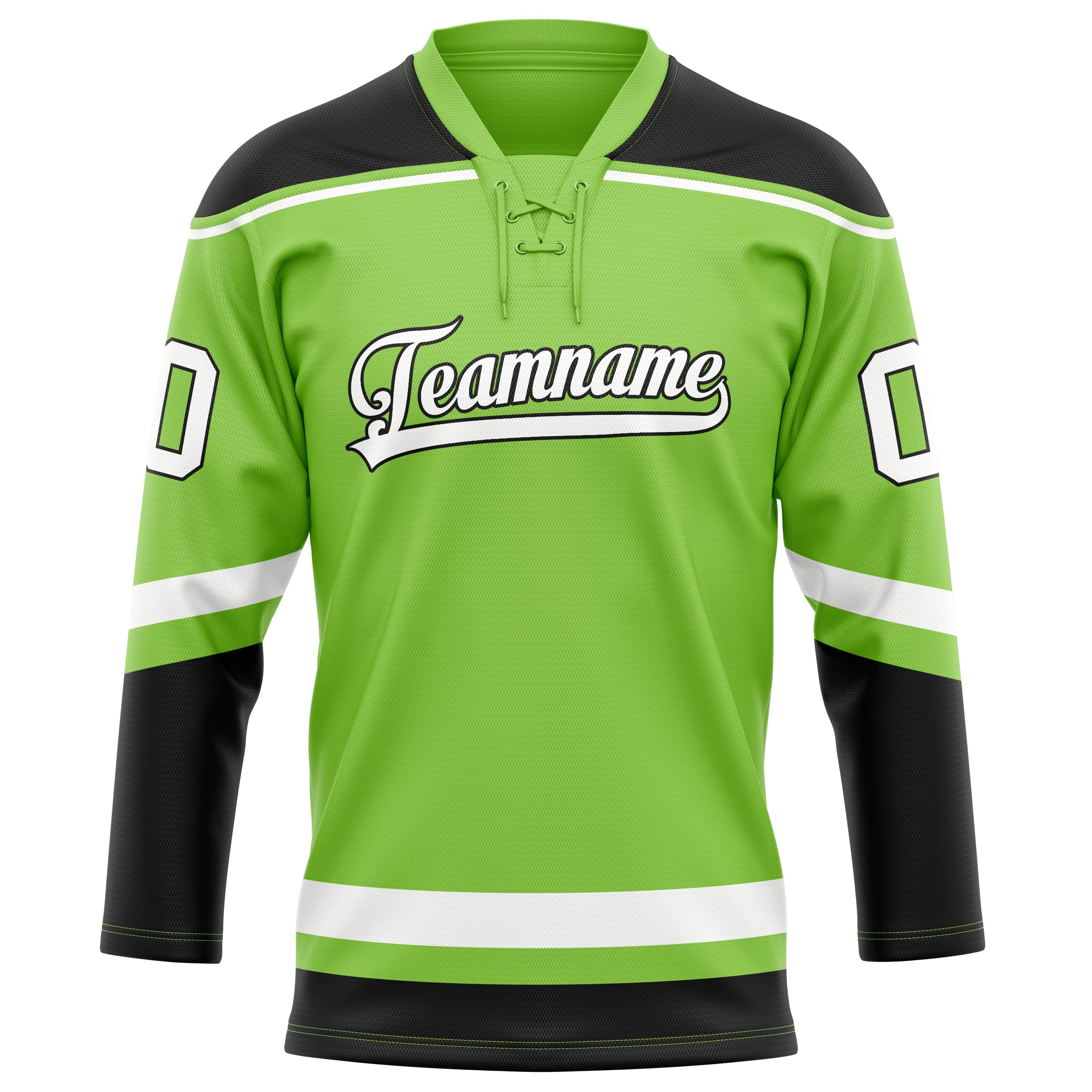 Custom Neon Green Black Solid Colour Hockey Jersey