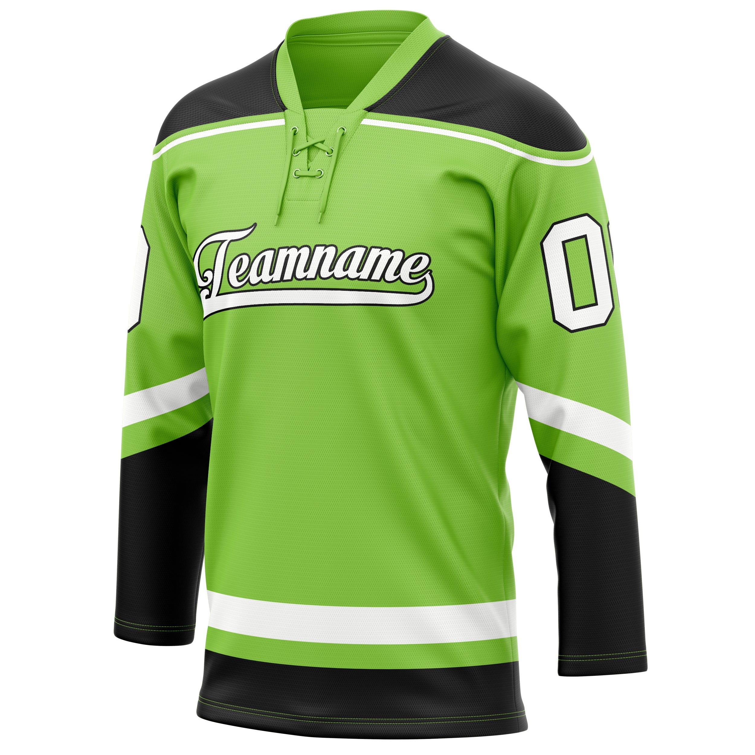 Custom Neon Green Black Solid Colour Hockey Jersey