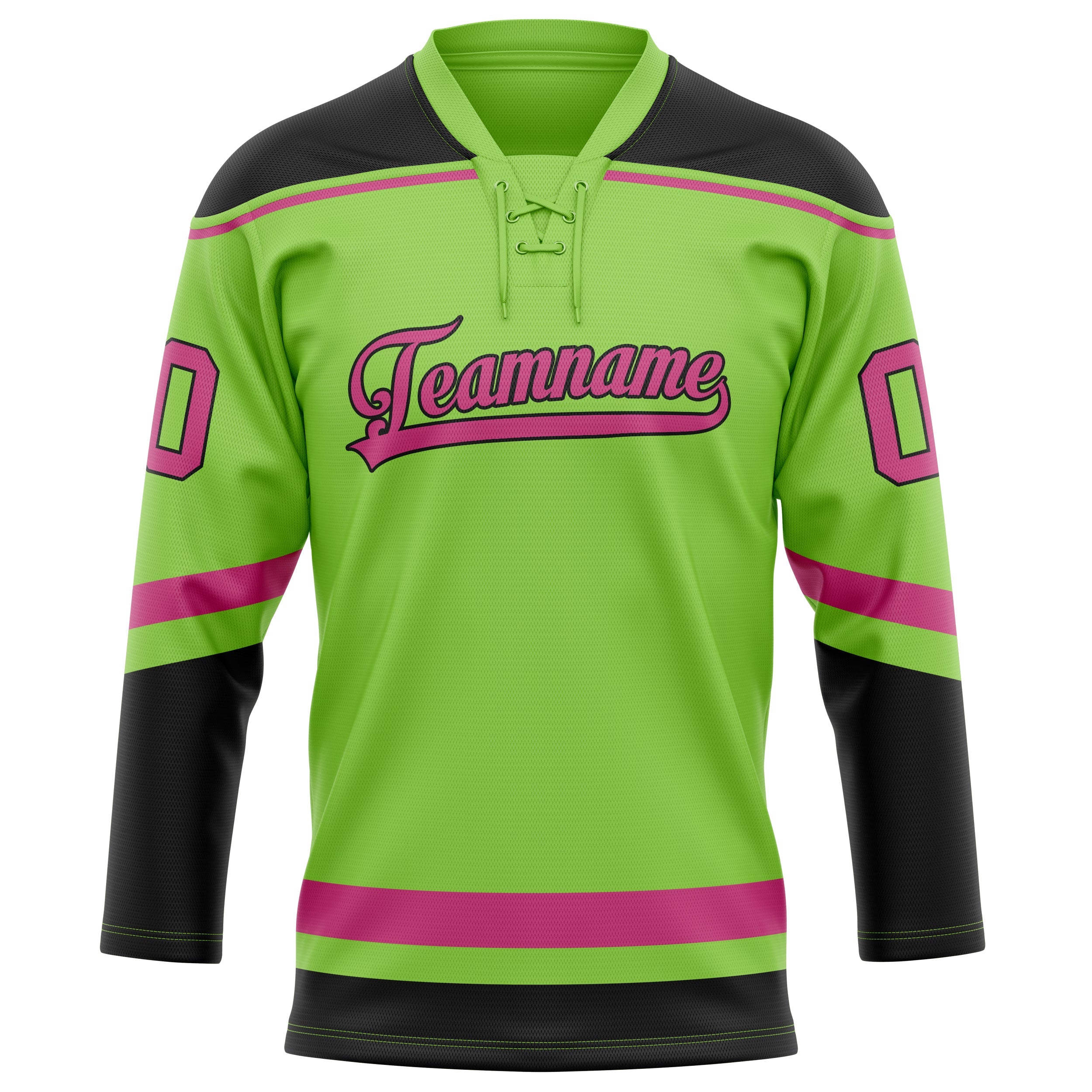 Custom Neon Green Pink Solid Colour Hockey Jersey