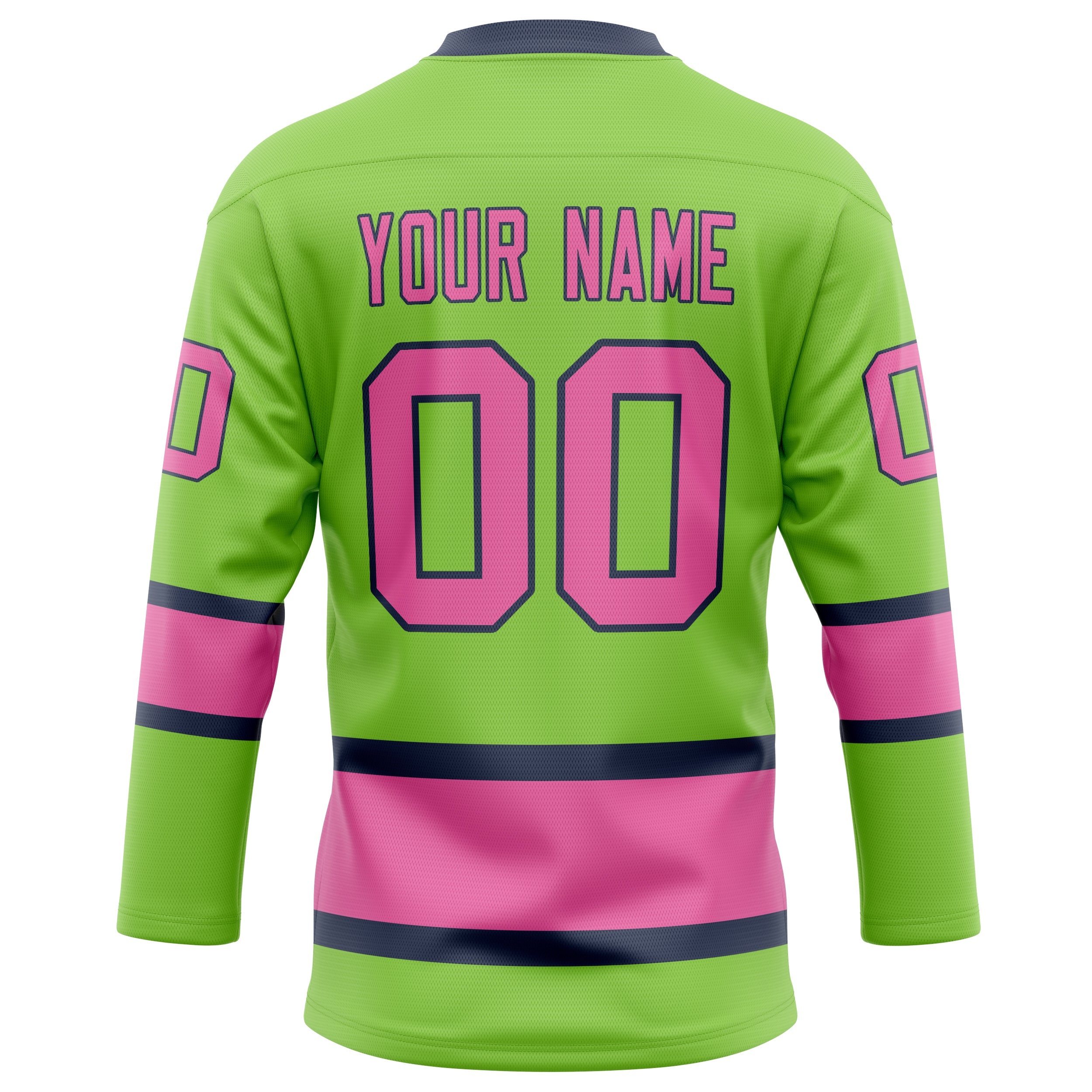 Custom Neon Green Pink Solid Colour Hockey Jersey
