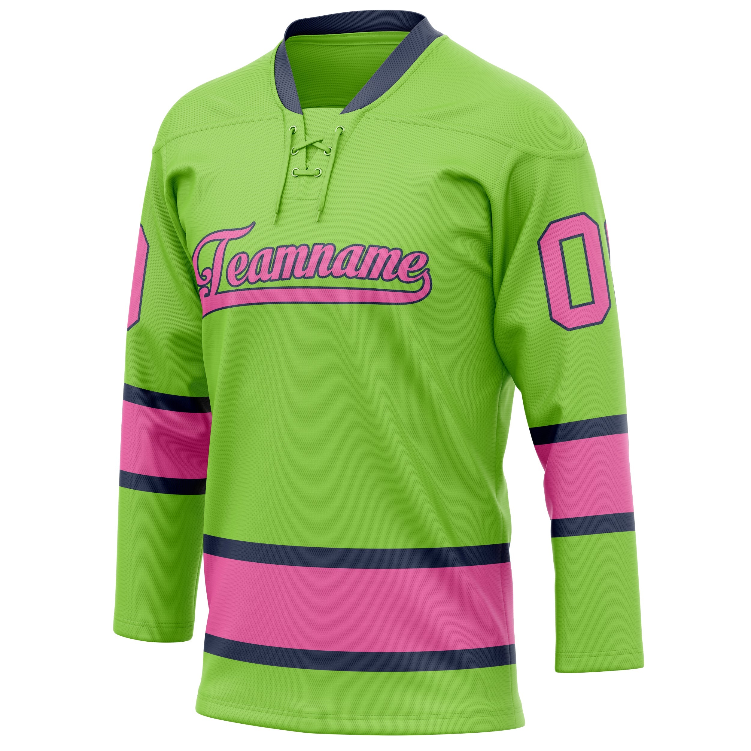 Custom Neon Green Pink Solid Colour Hockey Jersey