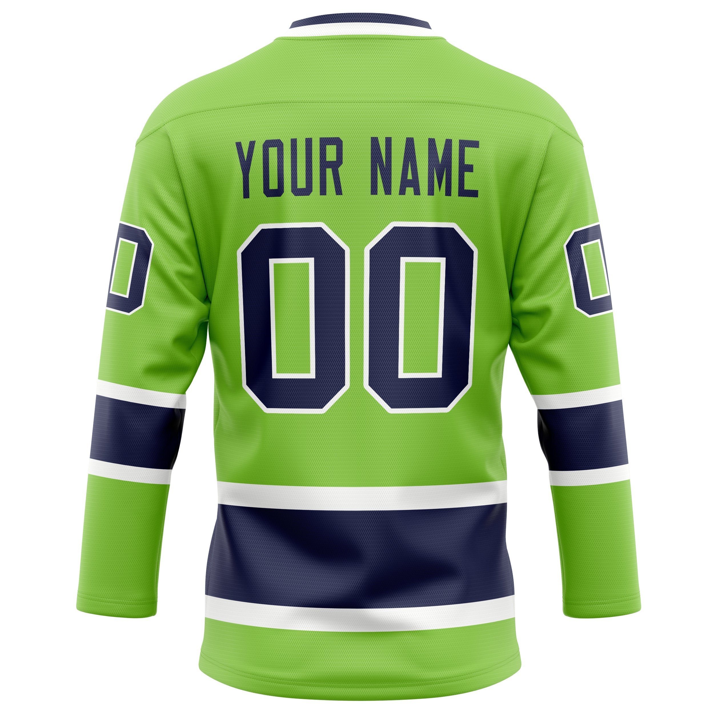 Custom Neon Green Navy Solid Colour Hockey Jersey