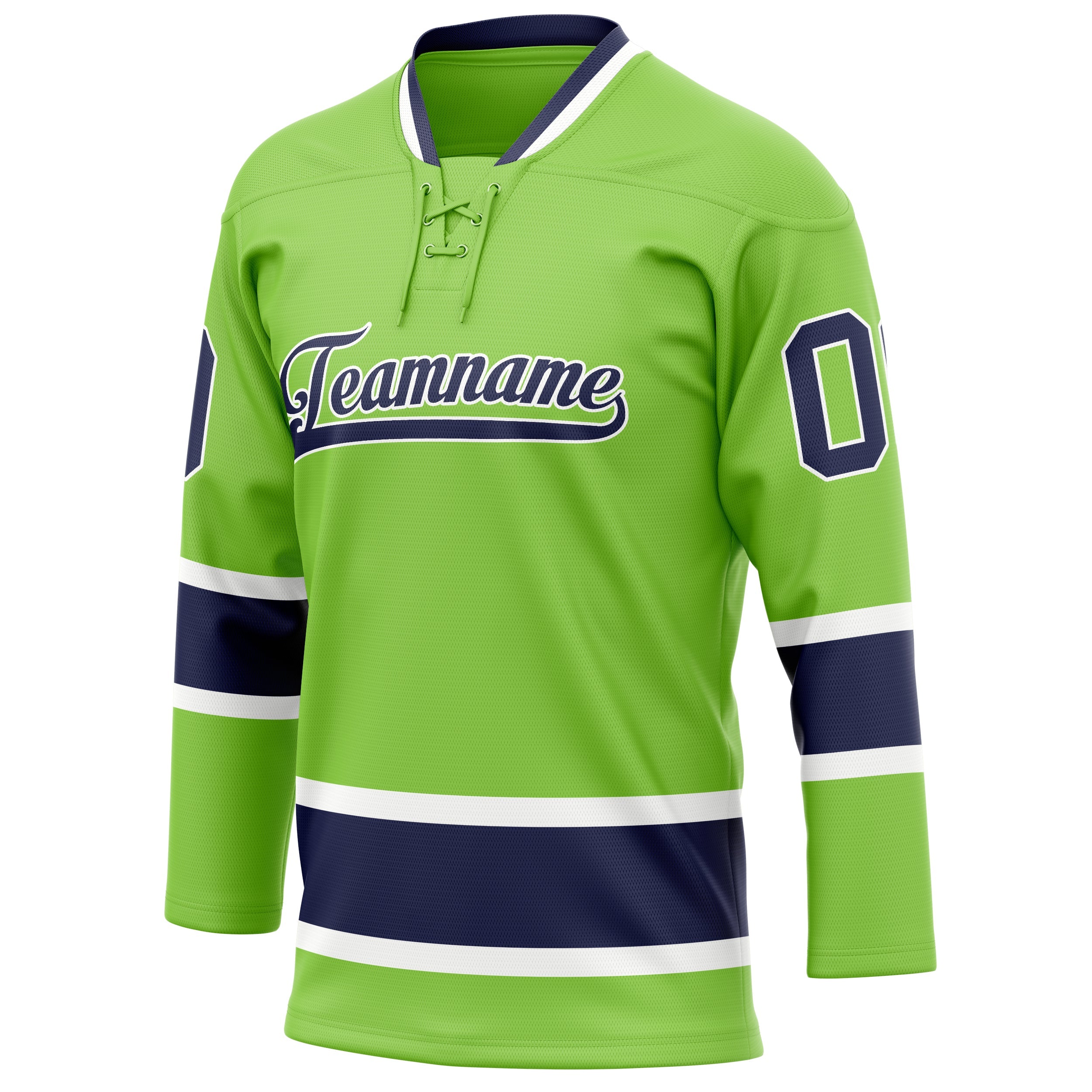 Custom Neon Green Navy Solid Colour Hockey Jersey