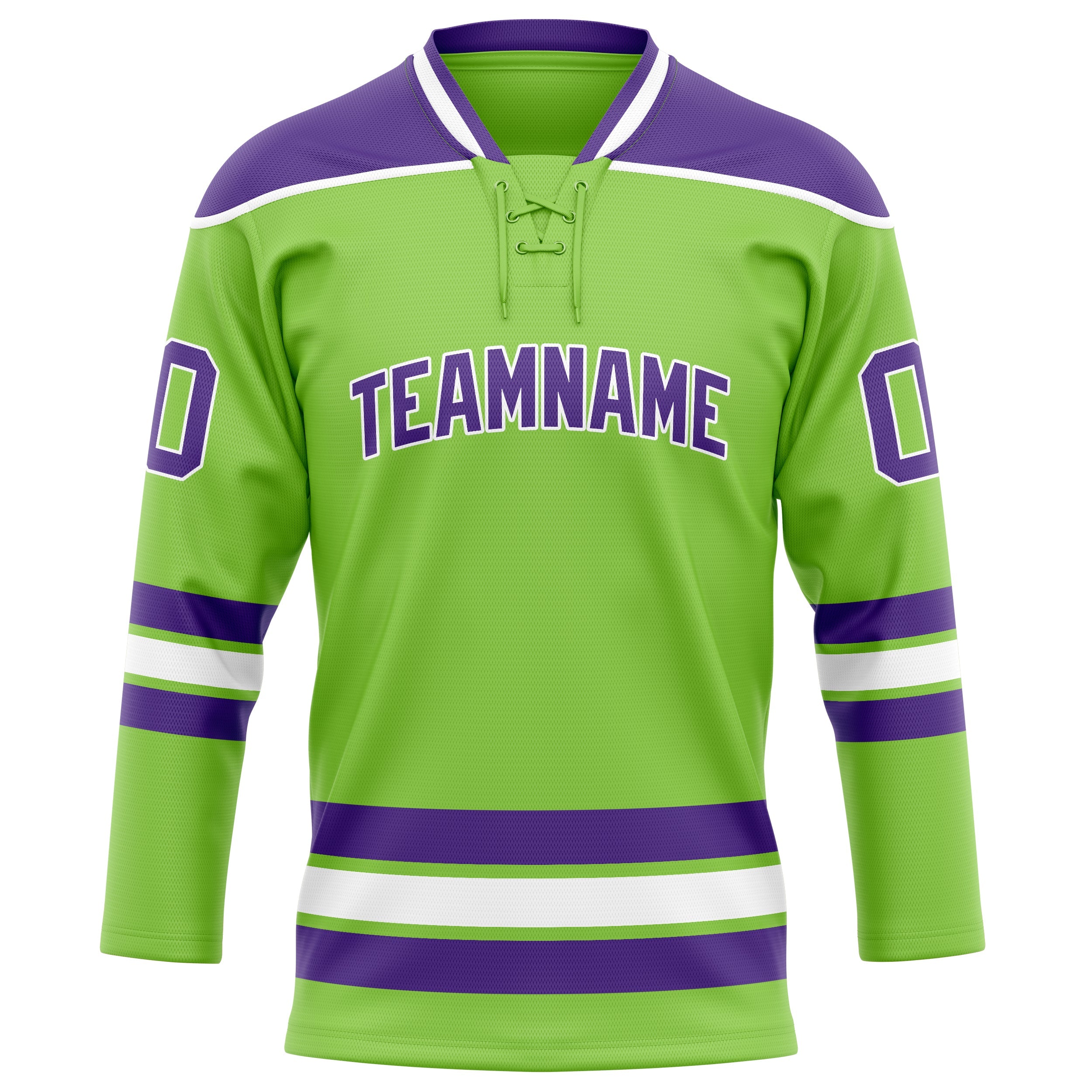 Custom Neon Green Purple Solid Colour Hockey Jersey