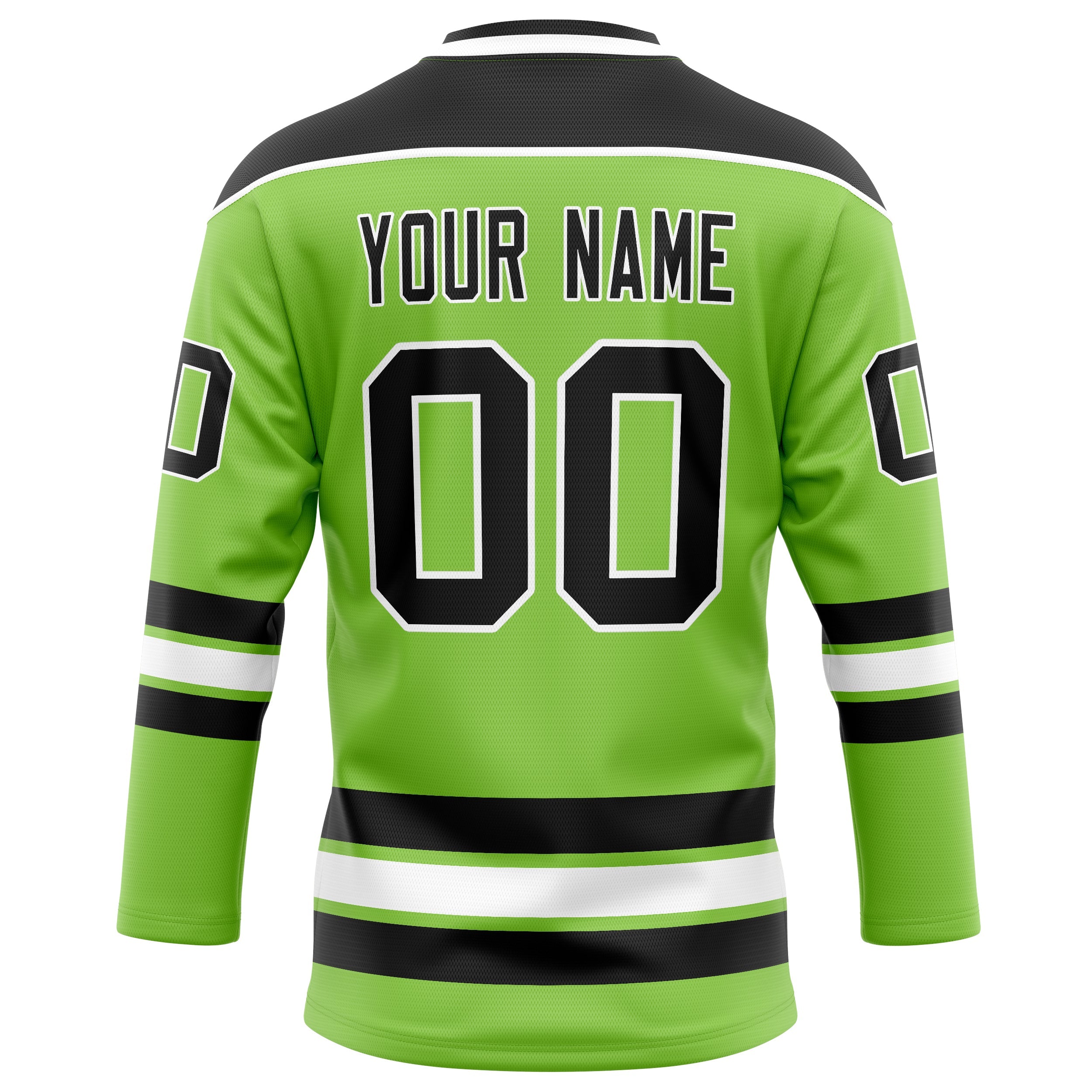 Custom Neon Green Black Solid Colour Hockey Jersey