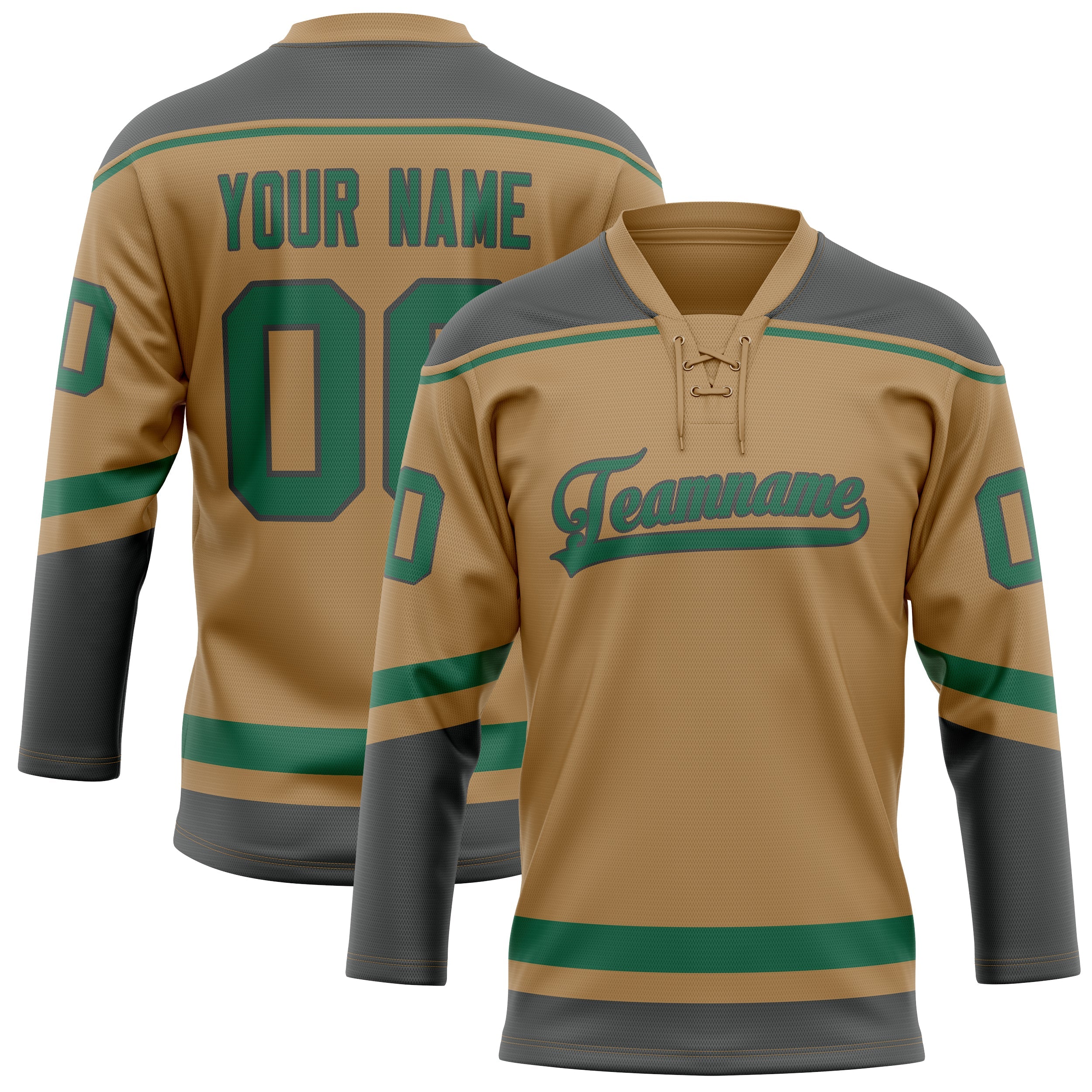 Custom Old Gold Gray Solid Colour Hockey Jersey