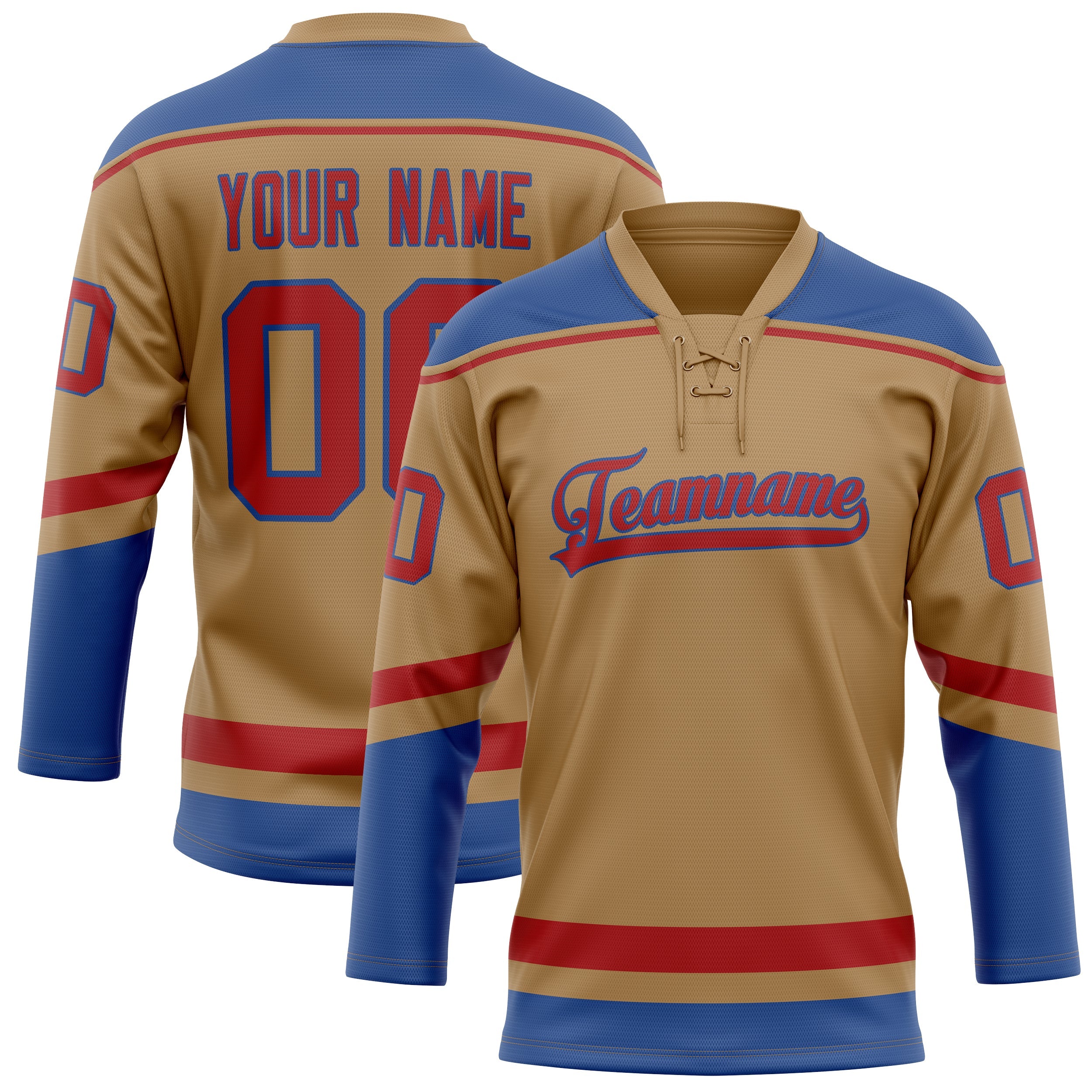 Custom Old Gold Royal Solid Colour Hockey Jersey