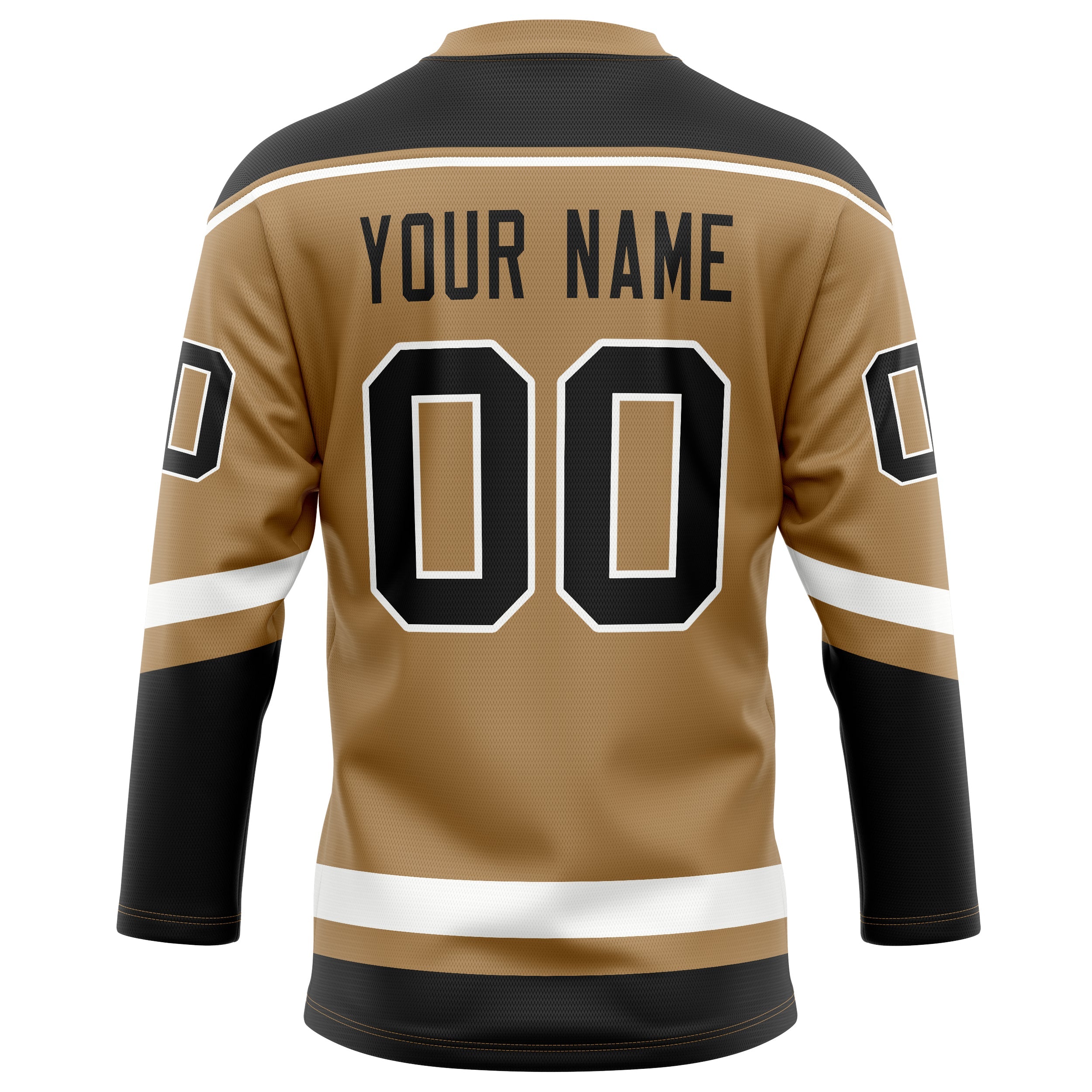 Custom Old Gold Black Solid Colour Hockey Jersey