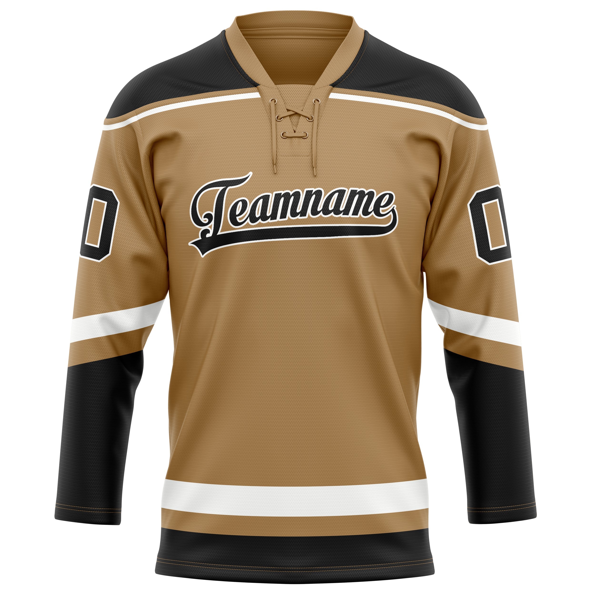 Custom Old Gold Black Solid Colour Hockey Jersey