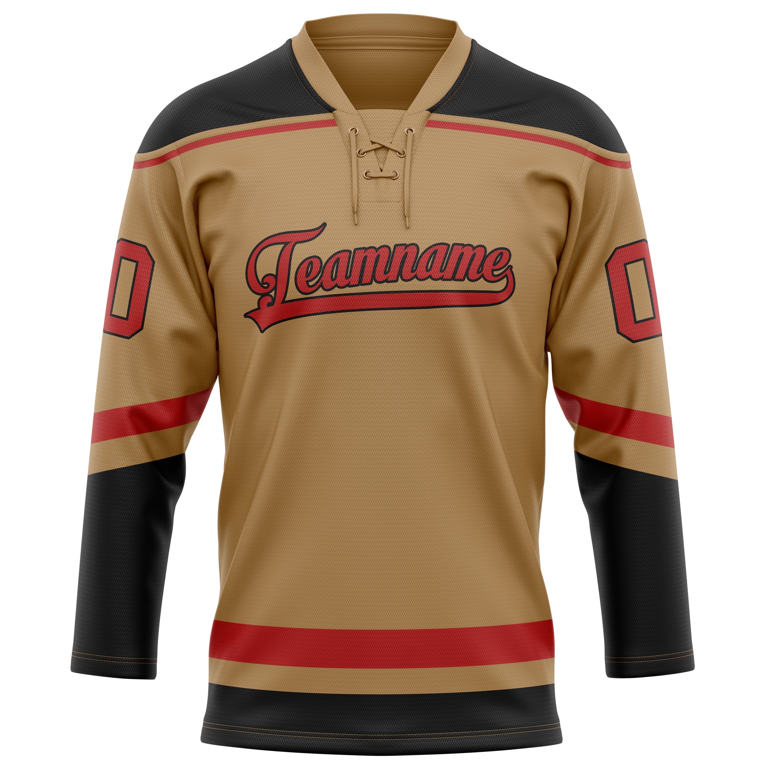 Custom Old Gold Black Solid Colour Hockey Jersey