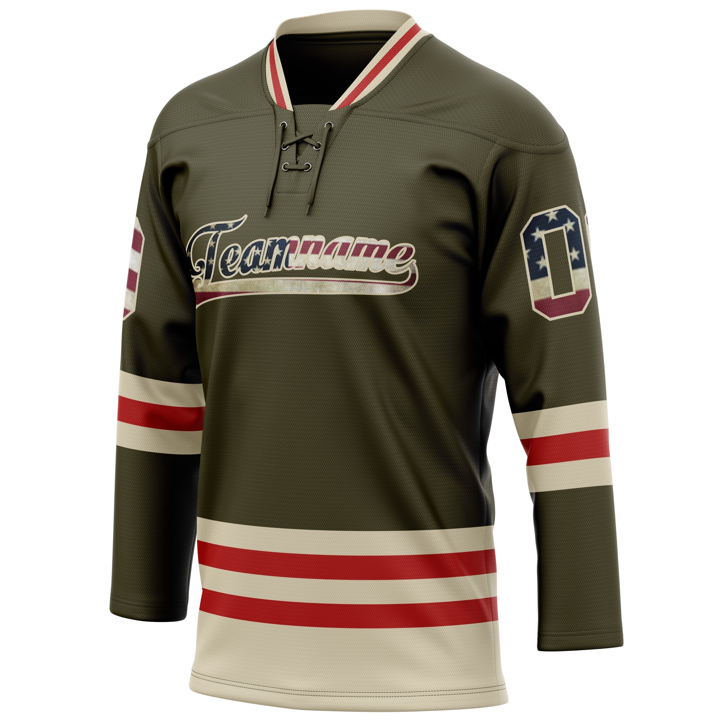 Custom Olive Cream Solid Colour Hockey Jersey