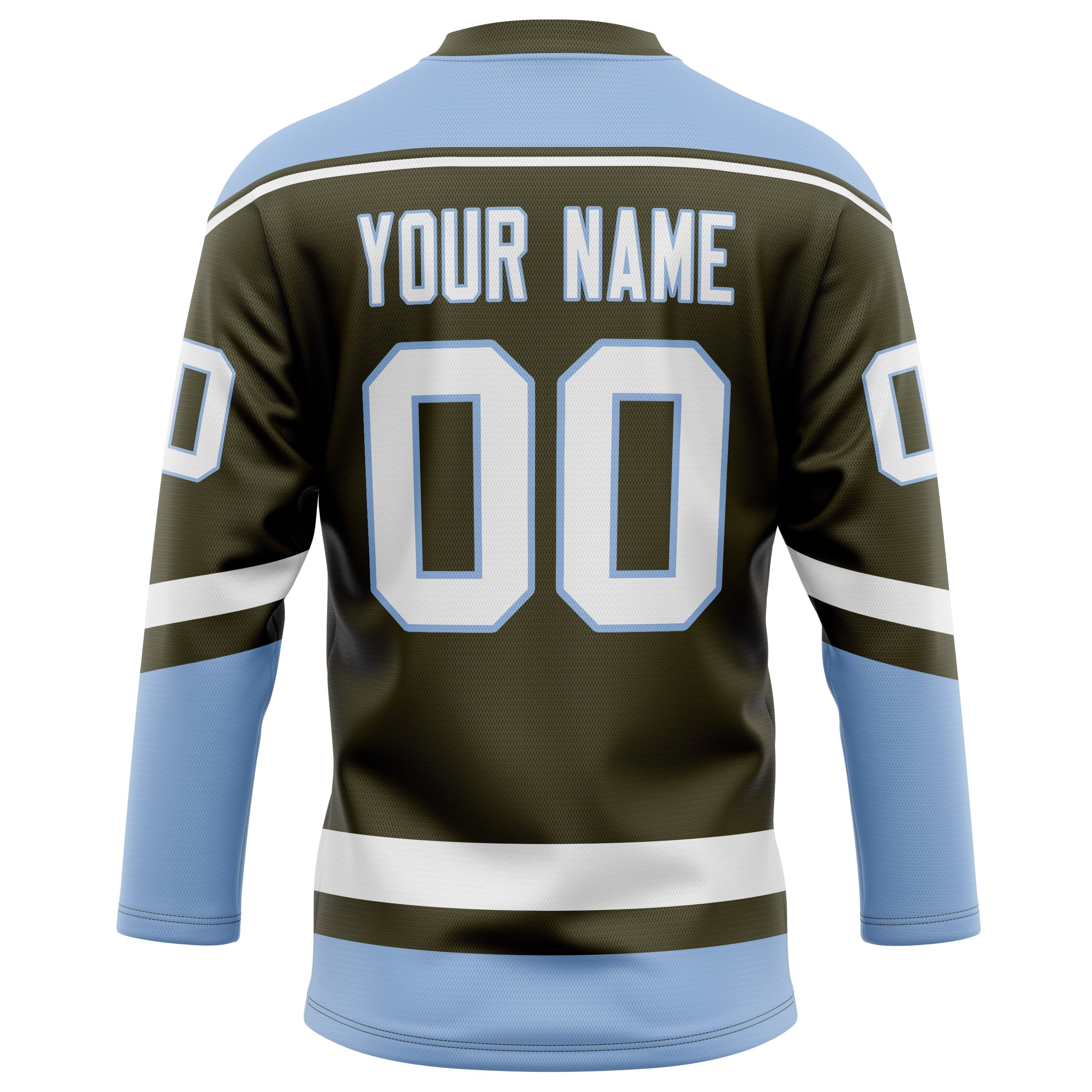 Custom Olive Light Blue Solid Colour Hockey Jersey