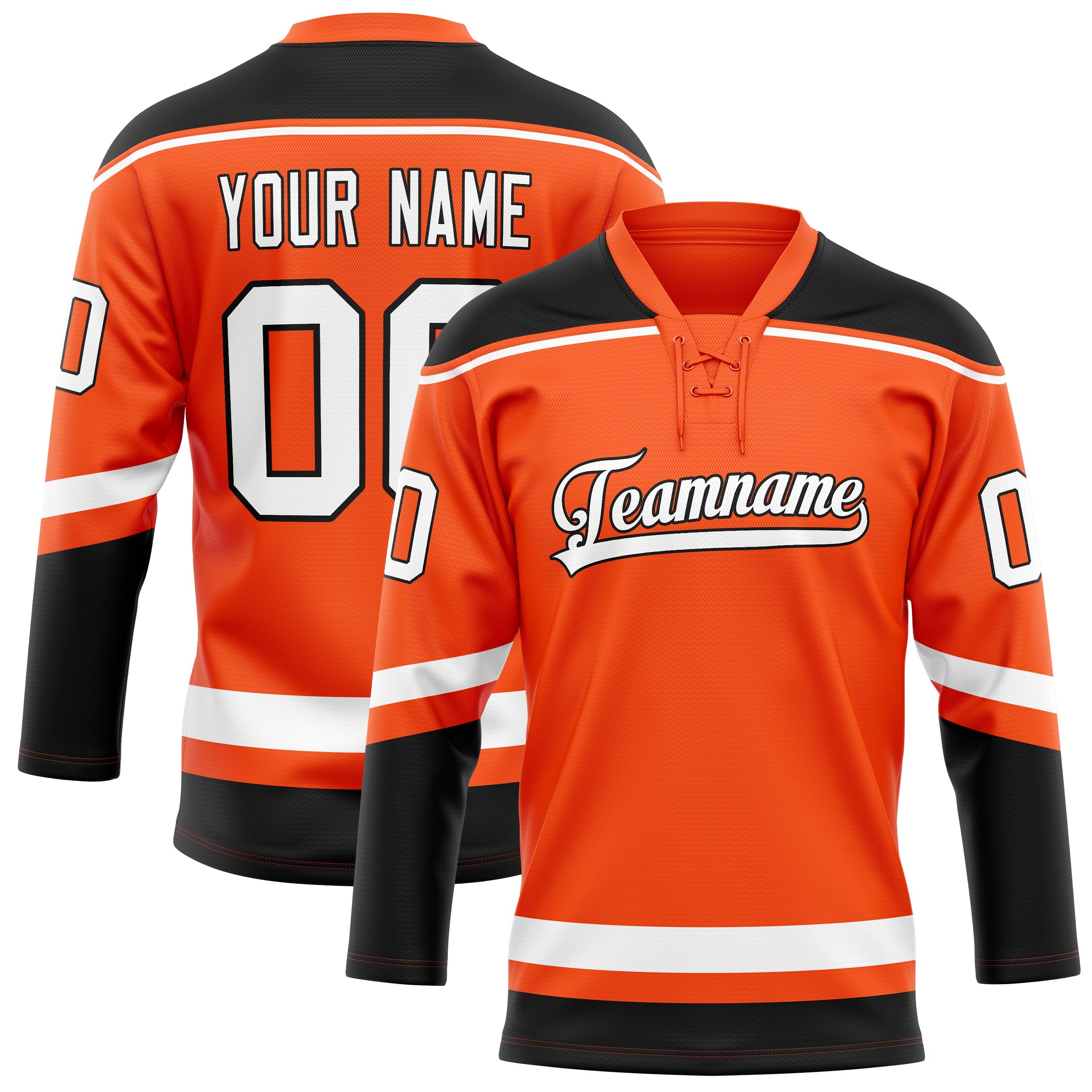 Custom Orange Black Solid Colour Hockey Jersey