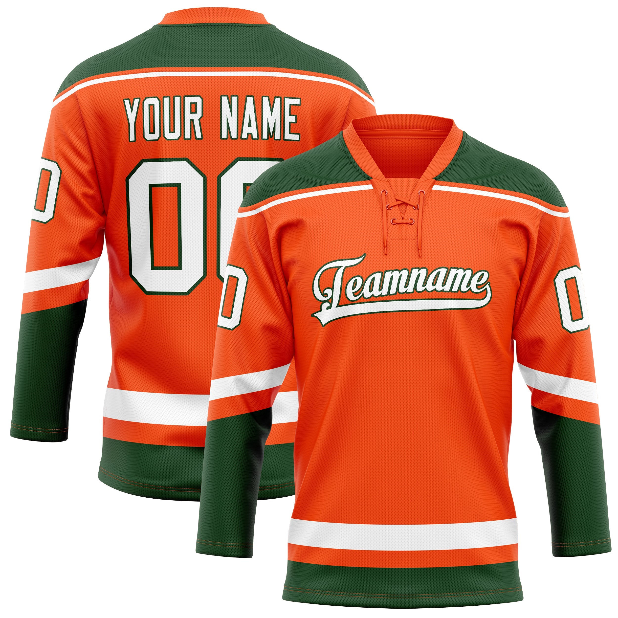 Custom Orange Kelly Green Solid Colour Hockey Jersey