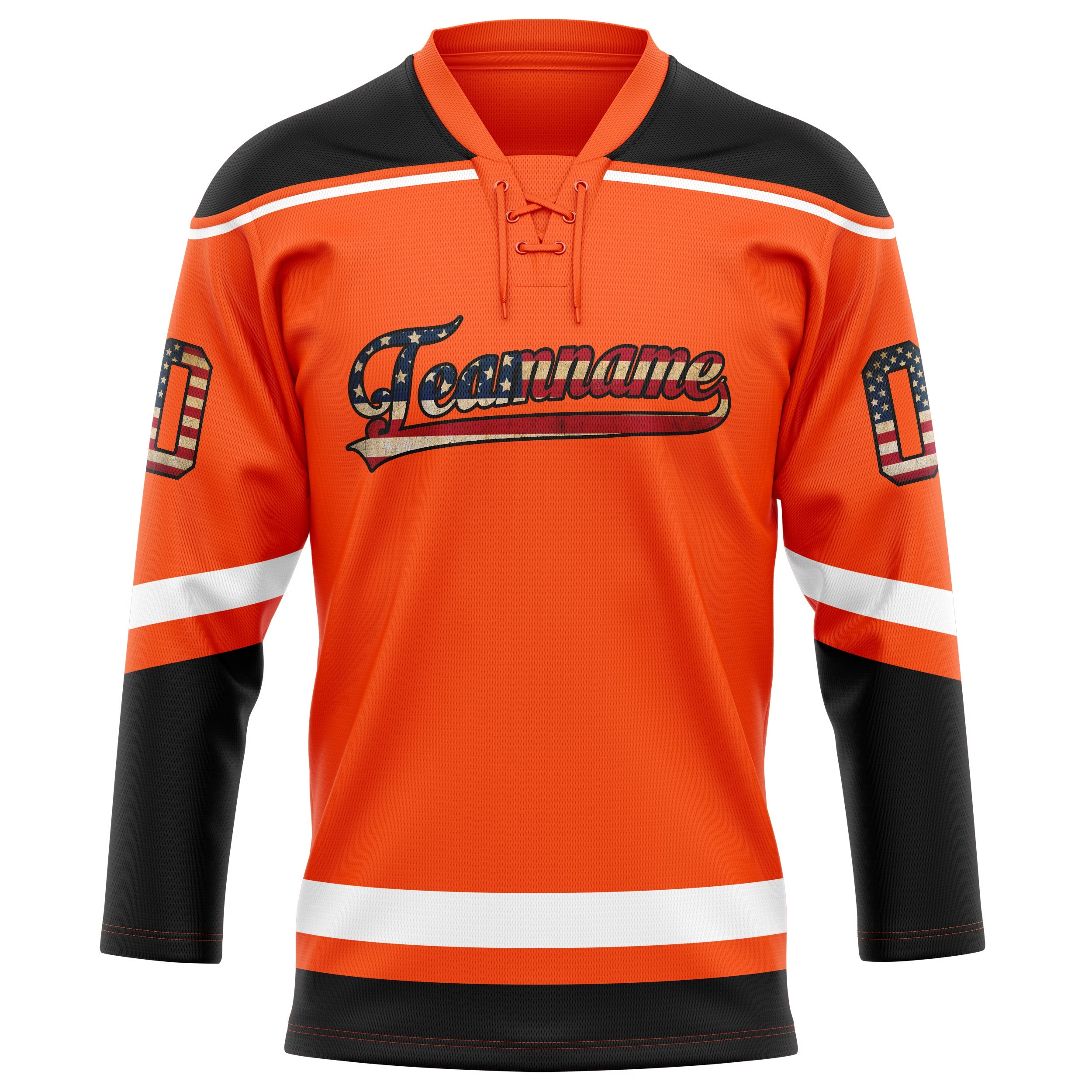 Custom Orange Black Solid Colour Hockey Jersey