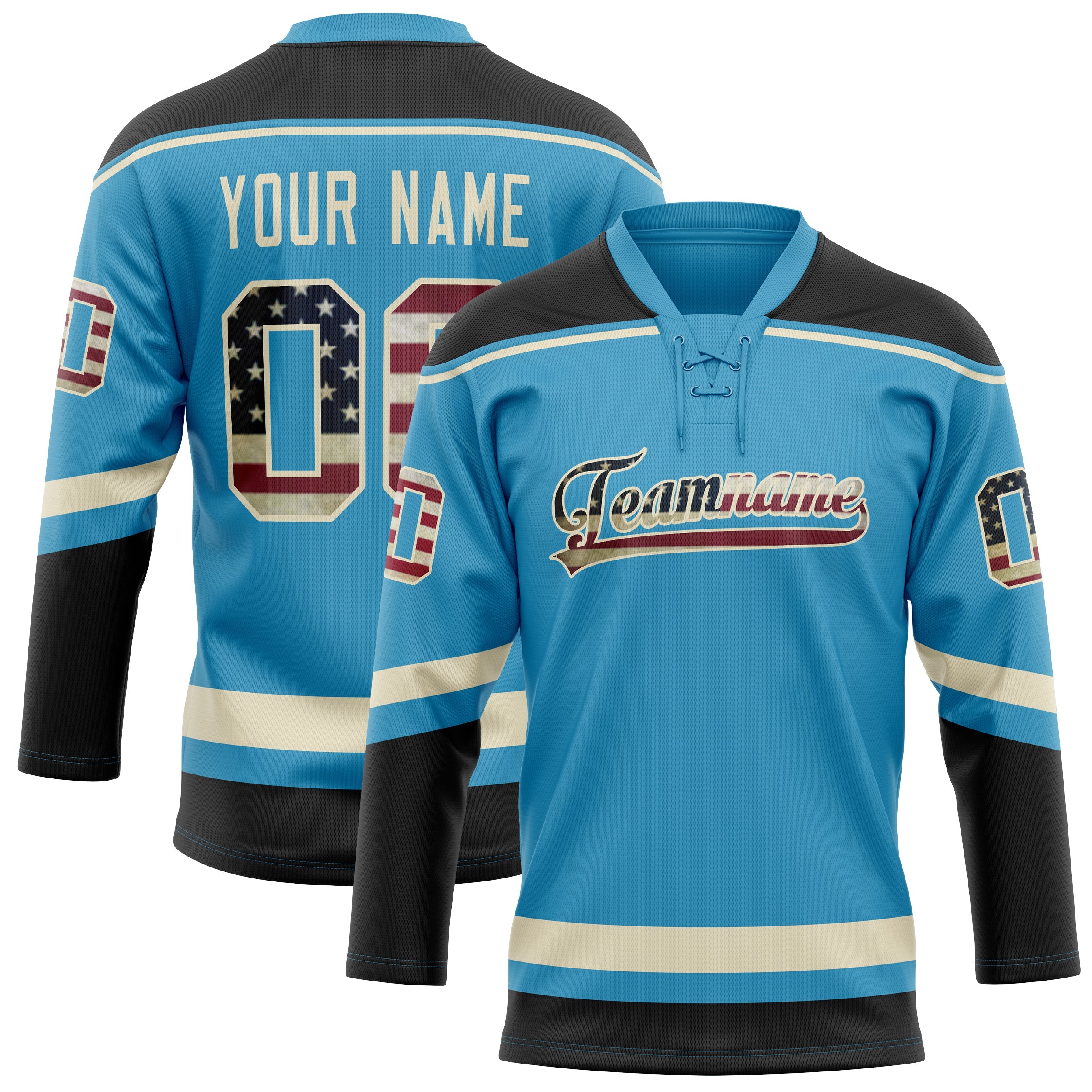 Custom Panther Blue Black Solid Colour Hockey Jersey