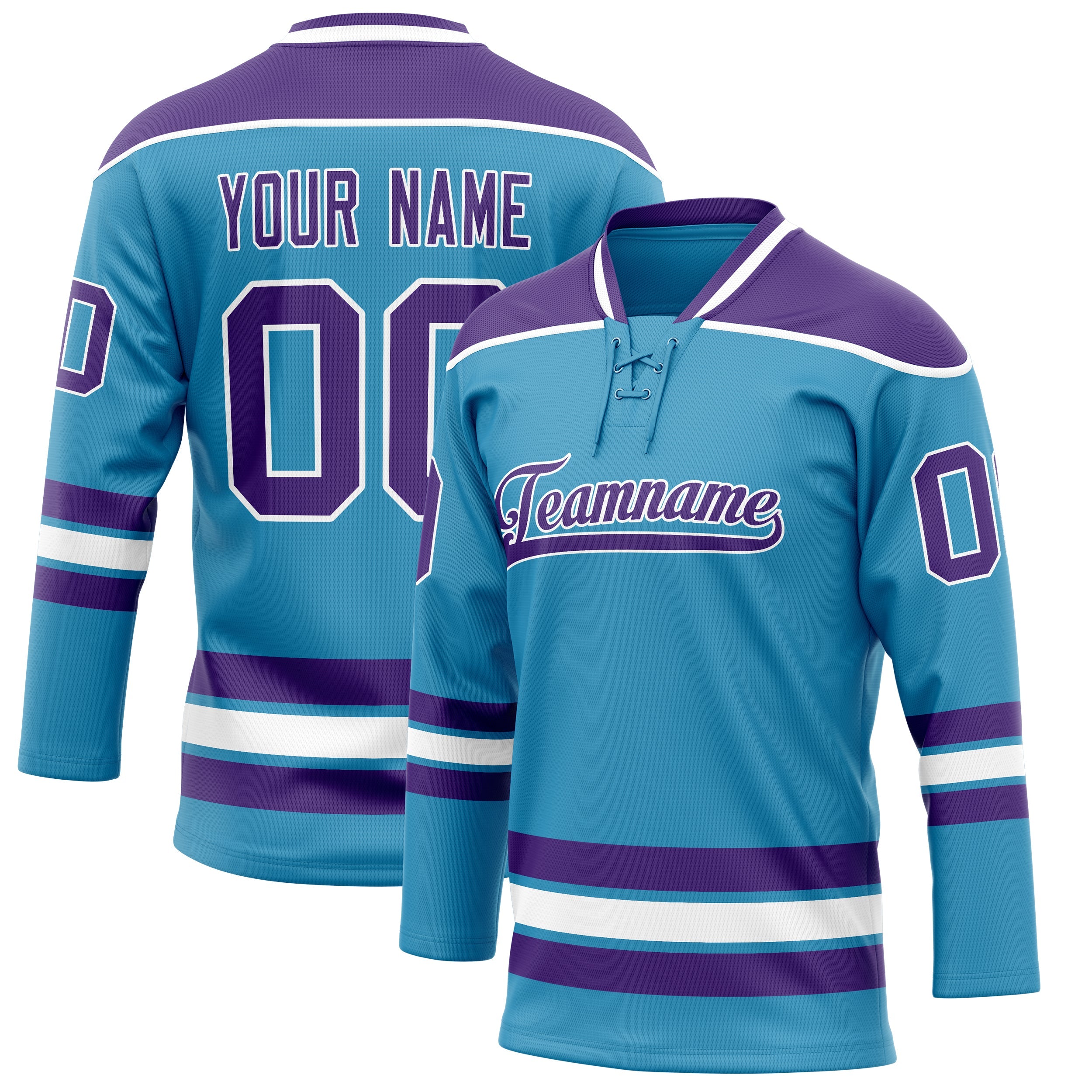 Custom Panther Blue Purple Solid Colour Hockey Jersey