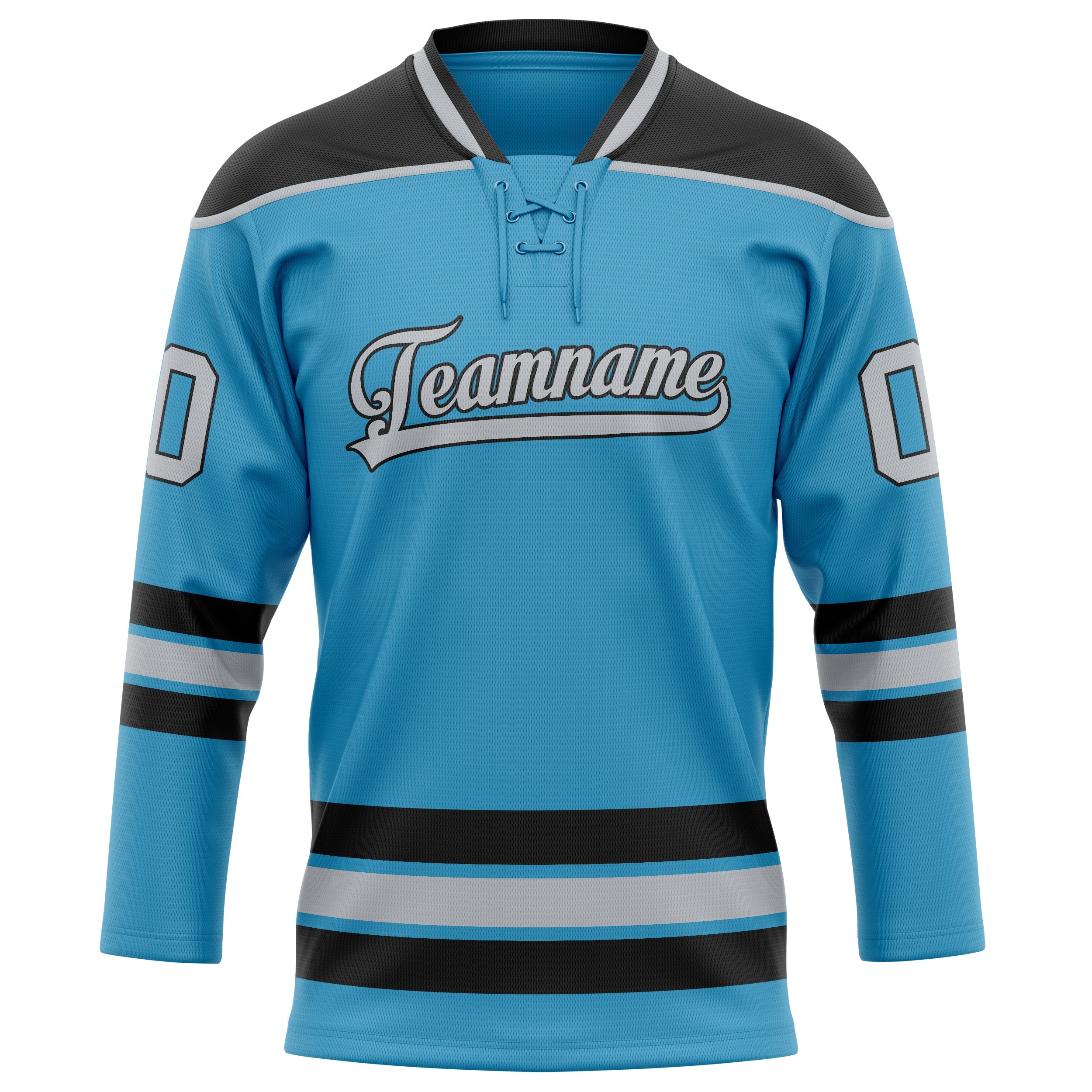 Custom Panther Blue Black Solid Colour Hockey Jersey