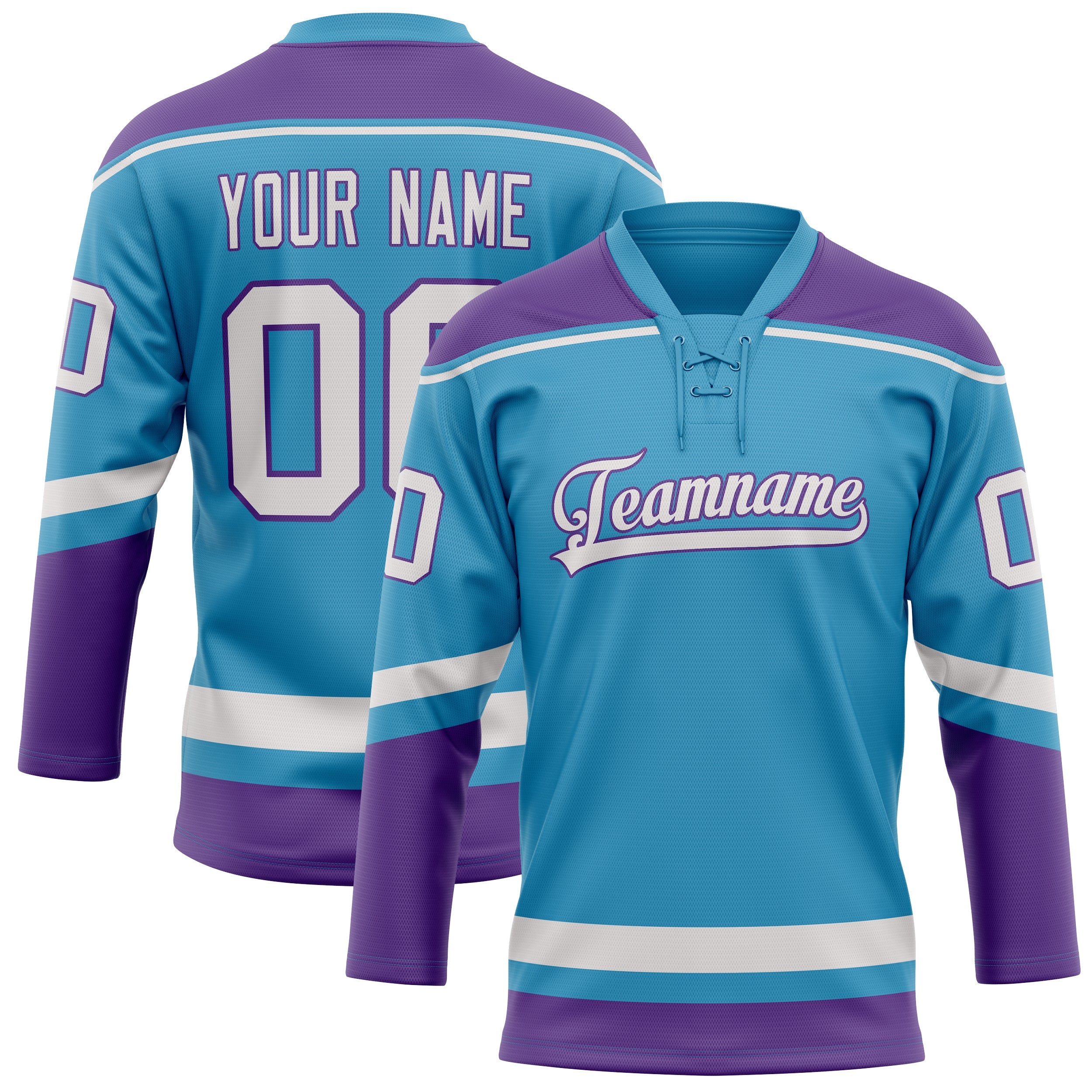 Custom Panther Blue Purple Solid Colour Hockey Jersey
