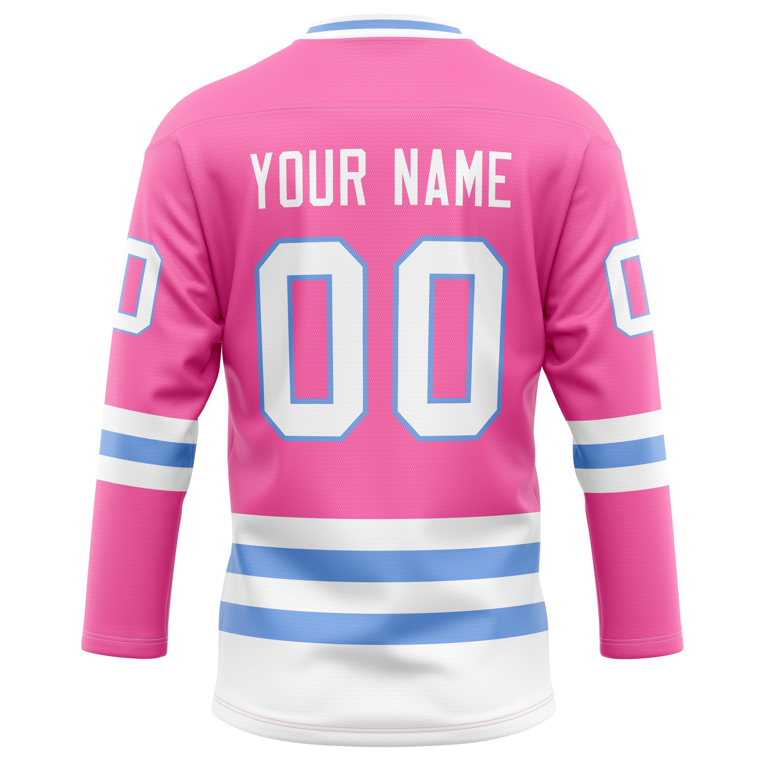 Custom Pink Light Blue Solid Colour Hockey Jersey