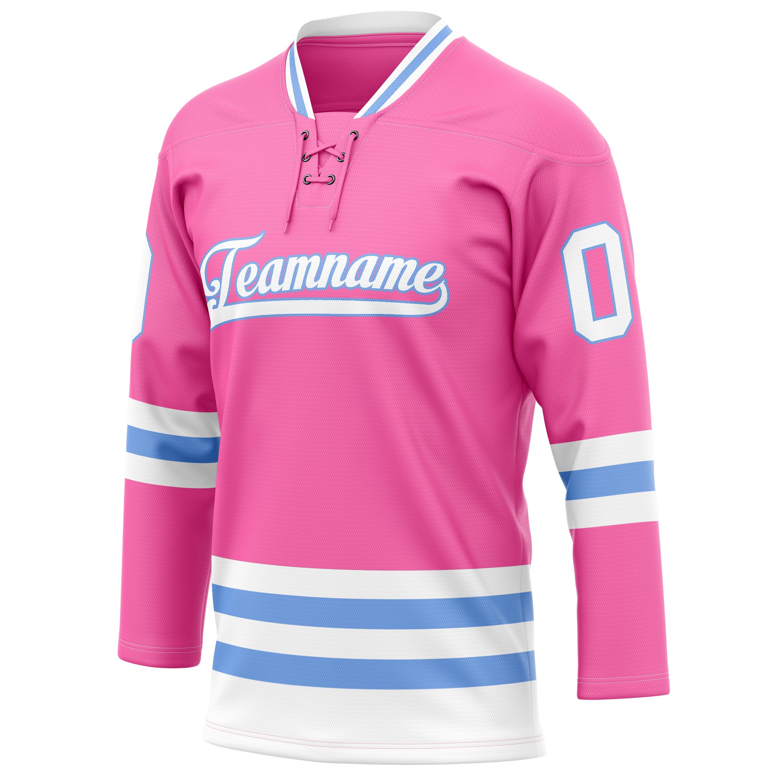 Custom Pink Light Blue Solid Colour Hockey Jersey