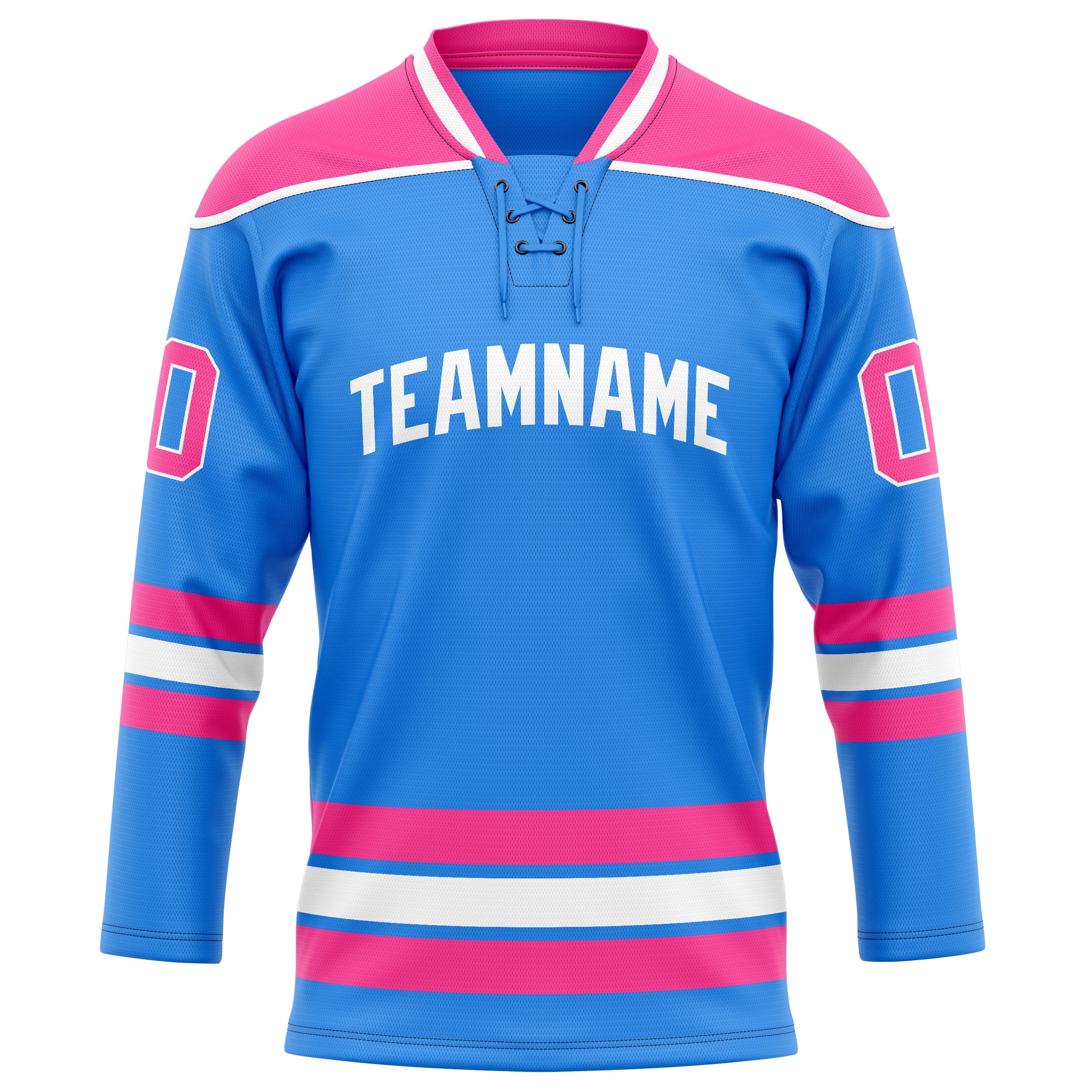 Custom Powder Blue Pink Solid Colour Hockey Jersey