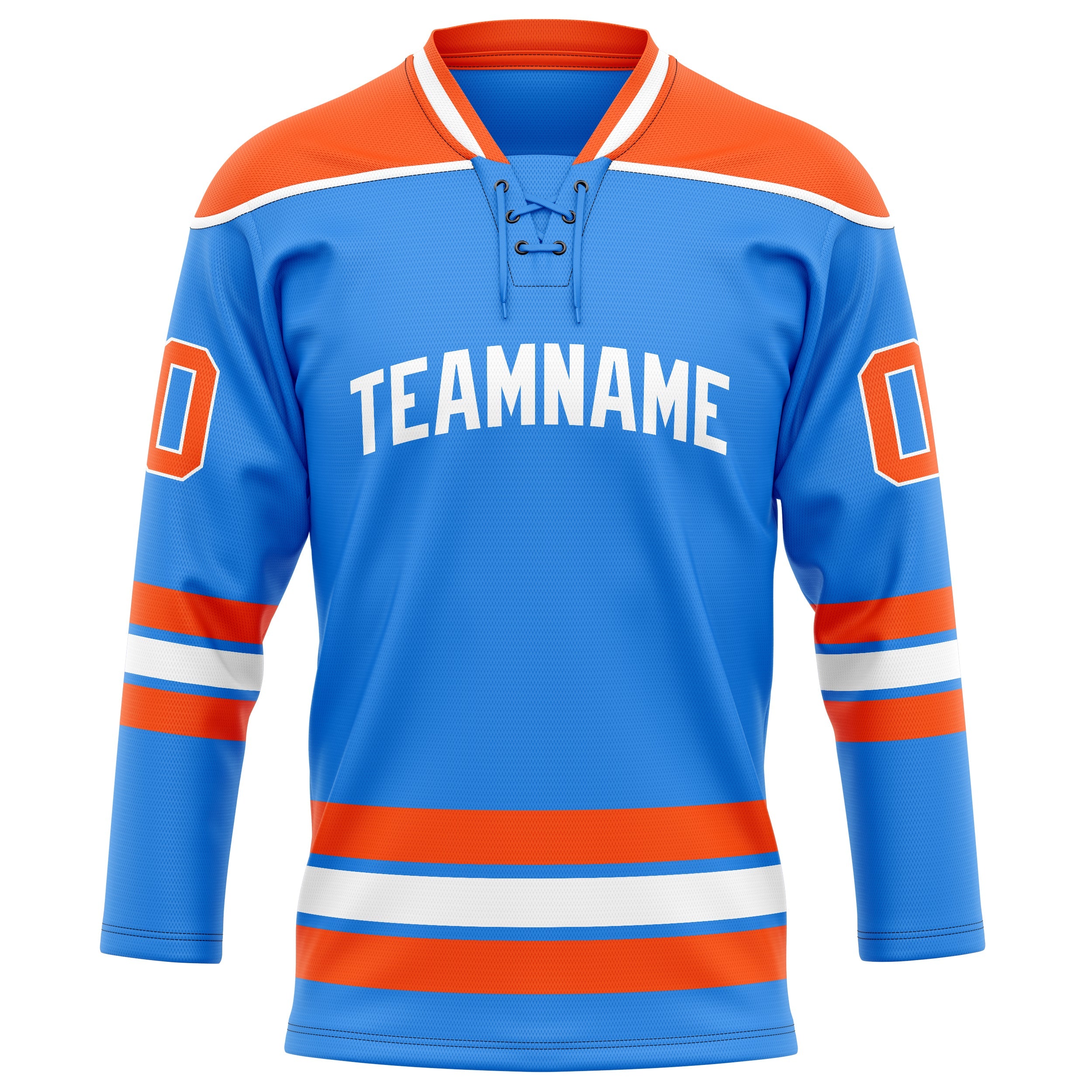 Custom Powder Blue Orange Solid Colour Hockey Jersey