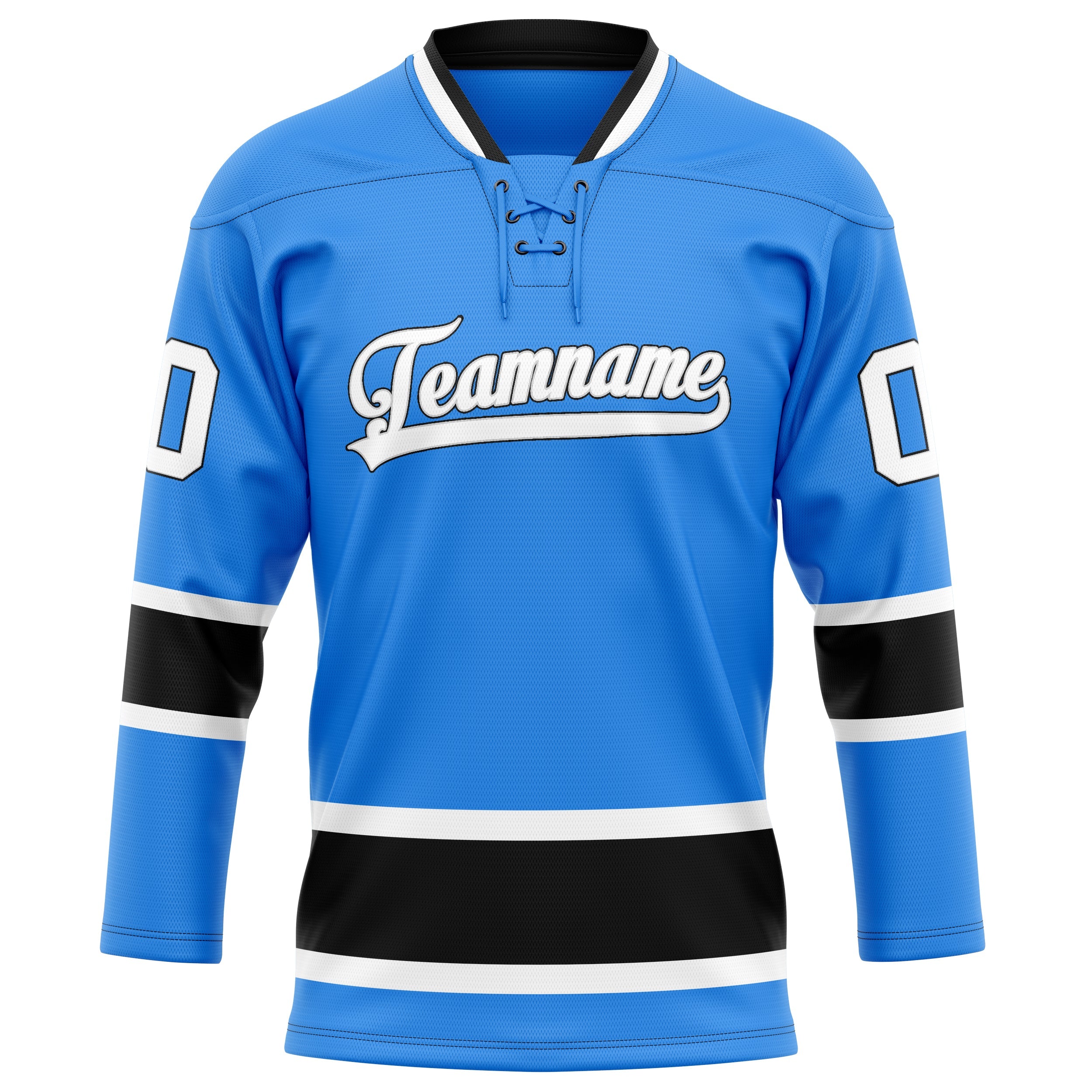 Custom Powder Blue Black Solid Colour Hockey Jersey