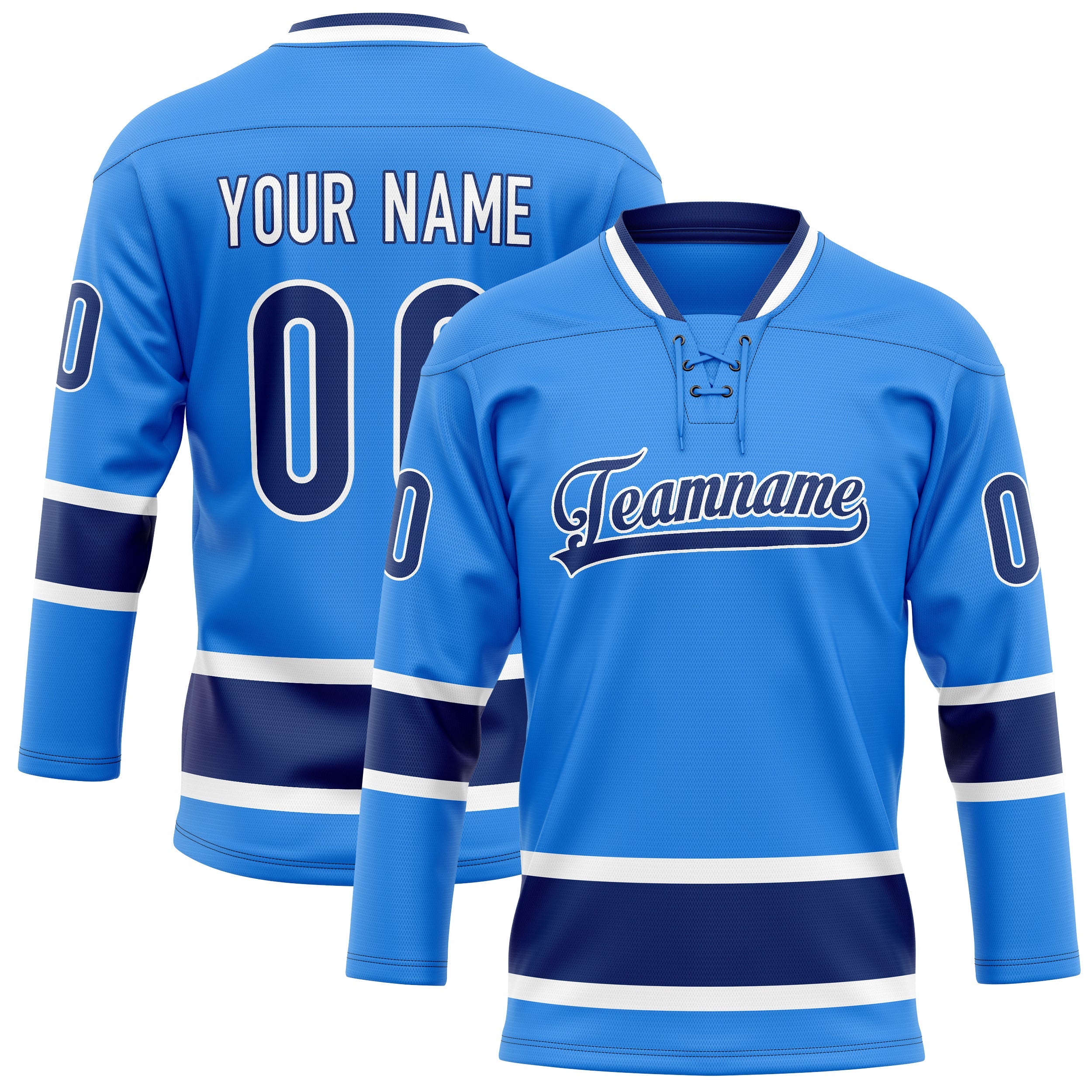 Custom Powder Blue Navy Solid Colour Hockey Jersey