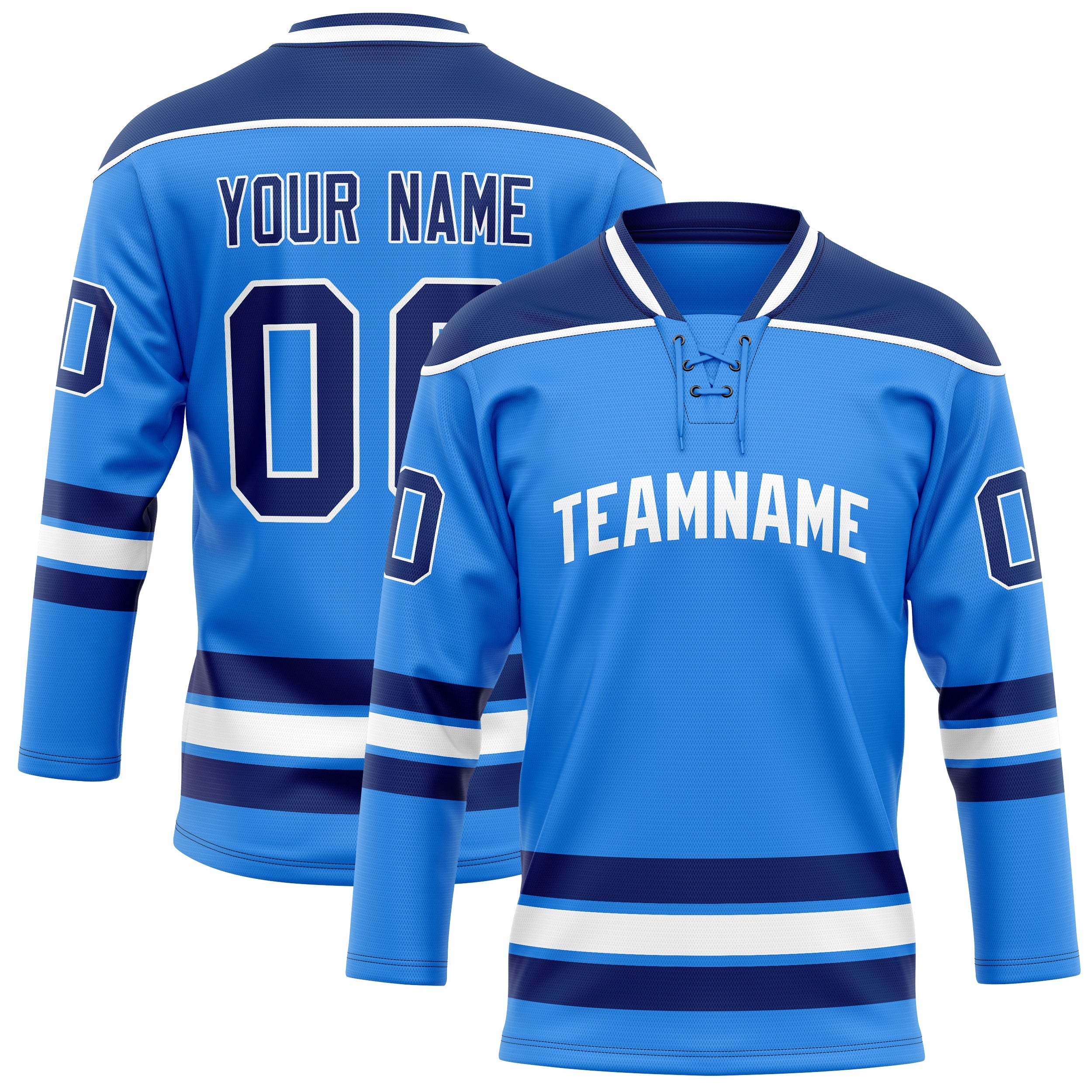 Custom Powder Blue Navy Solid Colour Hockey Jersey