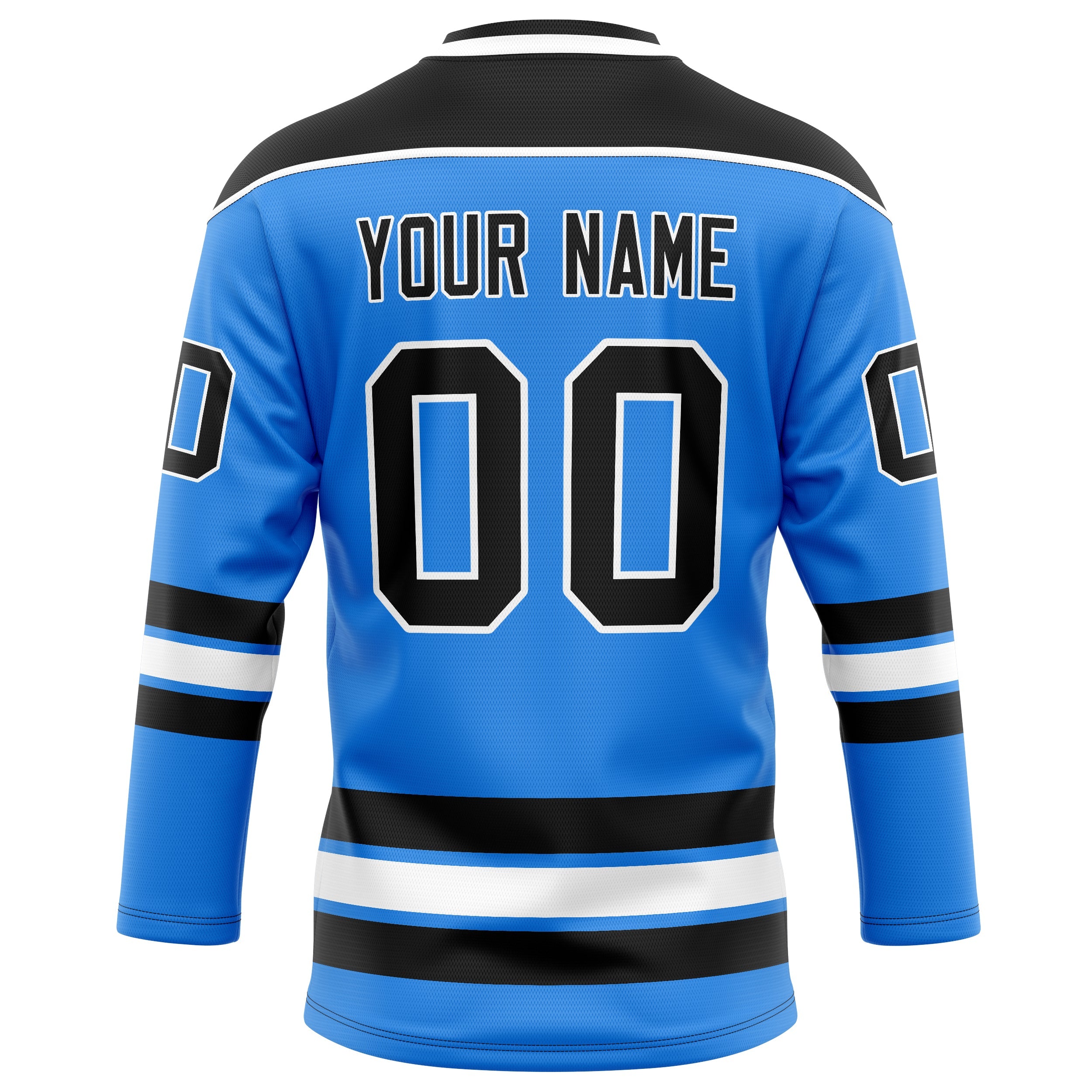 Custom Powder Blue Black Solid Colour Hockey Jersey